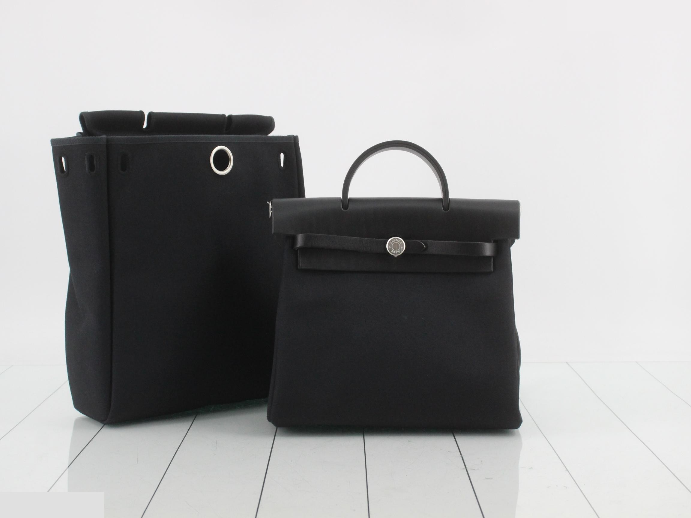 Herbag Ad PM Black Toile Officier x Leather D Stamp