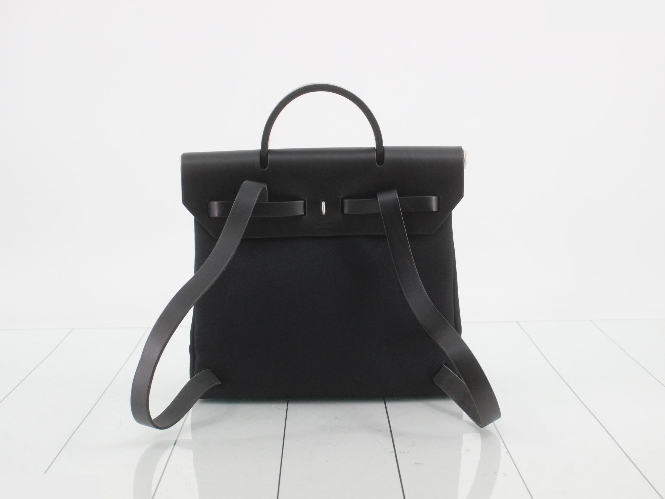 Herbag Ad PM Black Toile Officier x Leather D Stamp — view 2
