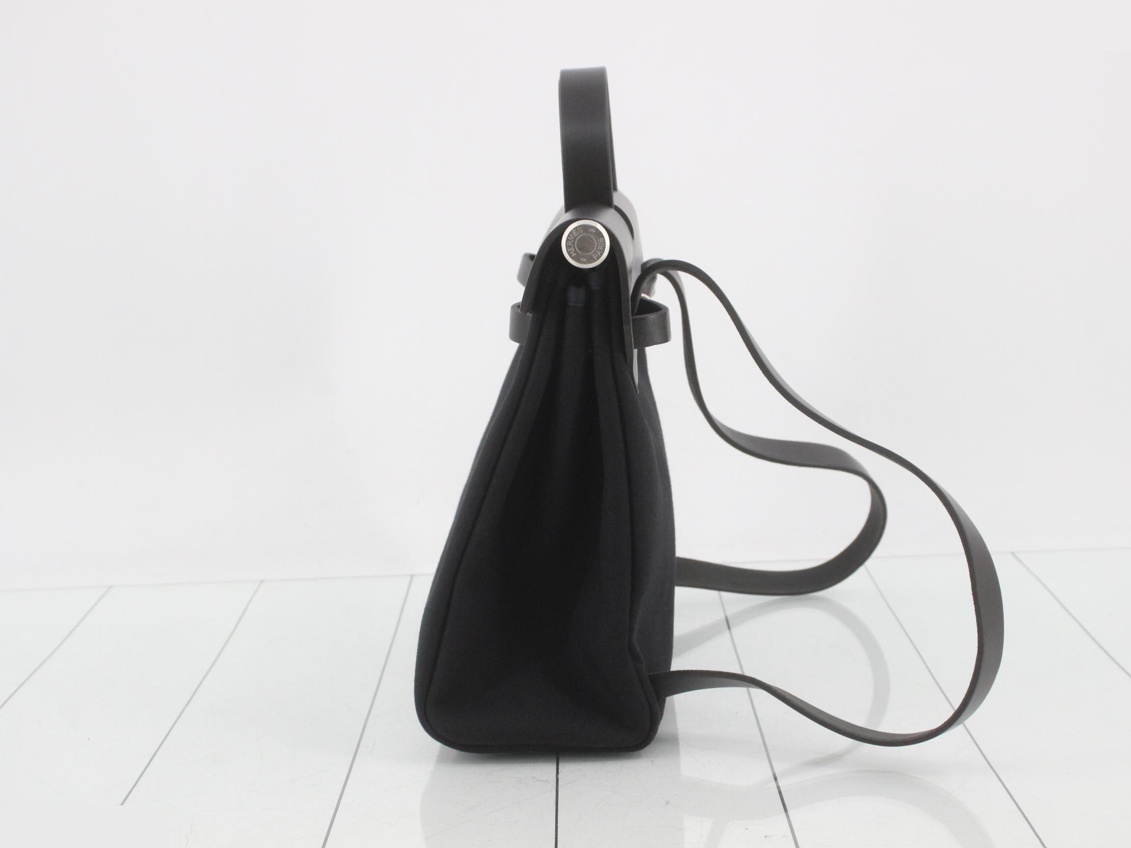 Herbag Ad PM Black Toile Officier x Leather D Stamp — view 3