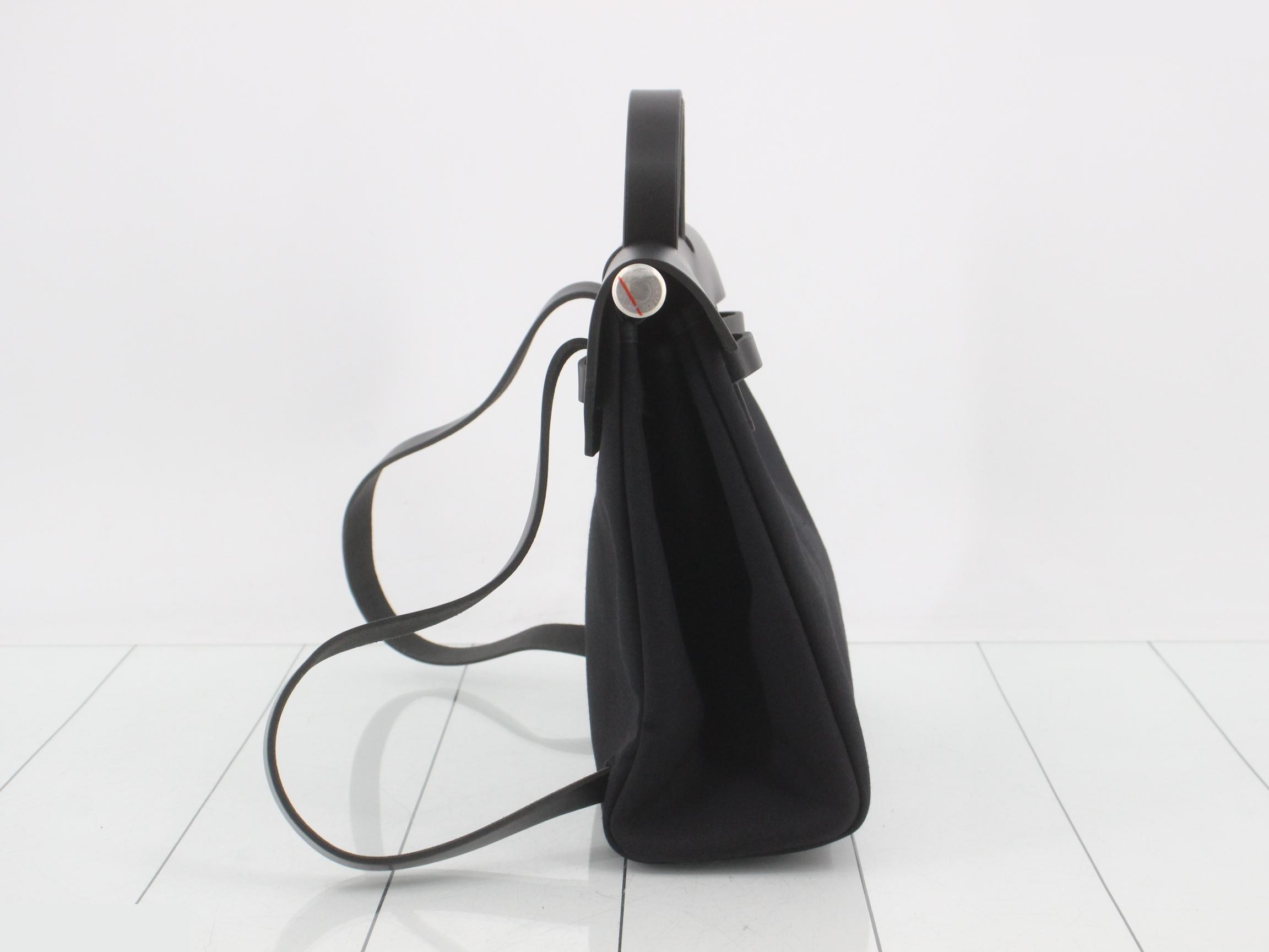 Herbag Ad PM Black Toile Officier x Leather D Stamp — view 4