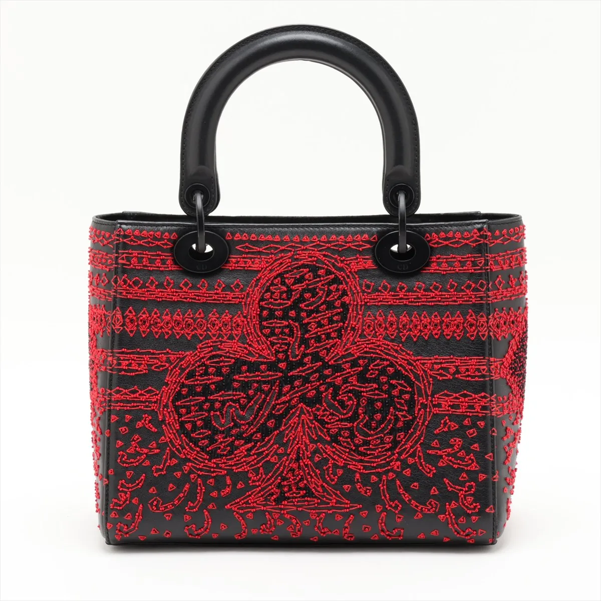 Lady Dior Leather x Bead 2-Way Handbag, Black — view 2