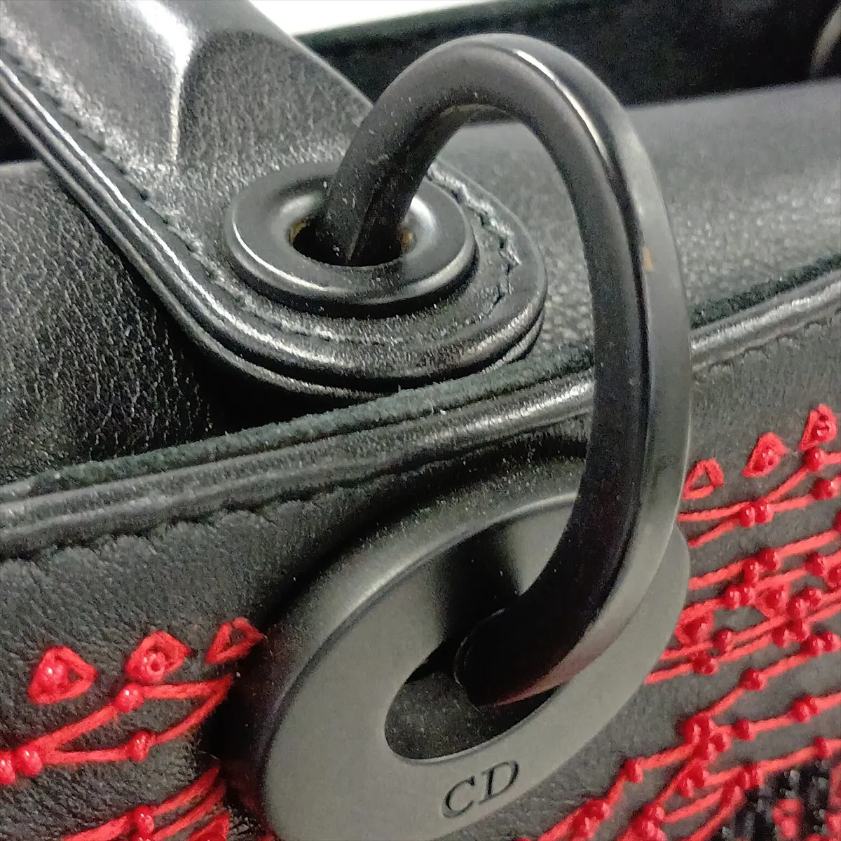 Lady Dior Leather x Bead 2-Way Handbag, Black — view 13