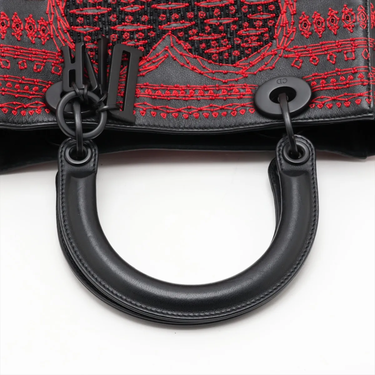 Lady Dior Leather x Bead 2-Way Handbag, Black — view 5