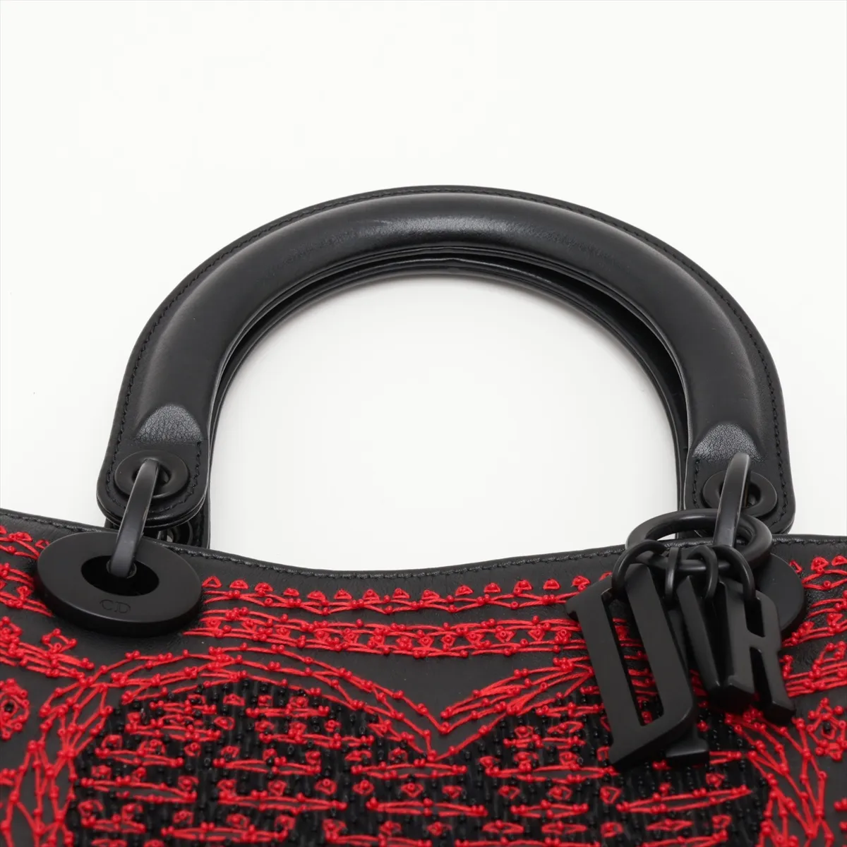 Lady Dior Leather x Bead 2-Way Handbag, Black — view 6