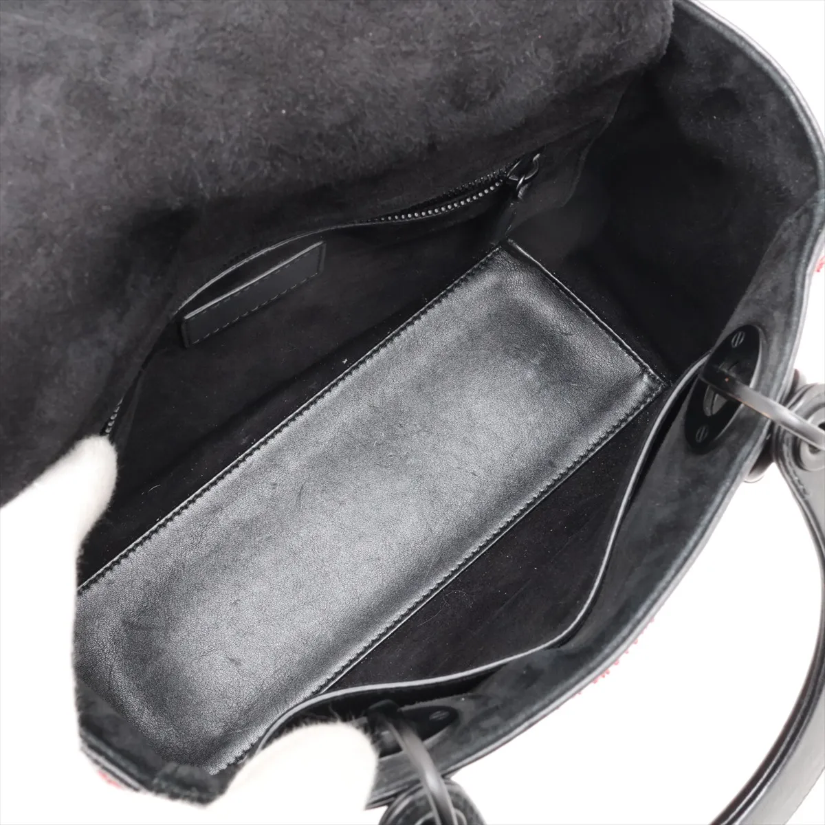 Lady Dior Leather x Bead 2-Way Handbag, Black — view 8
