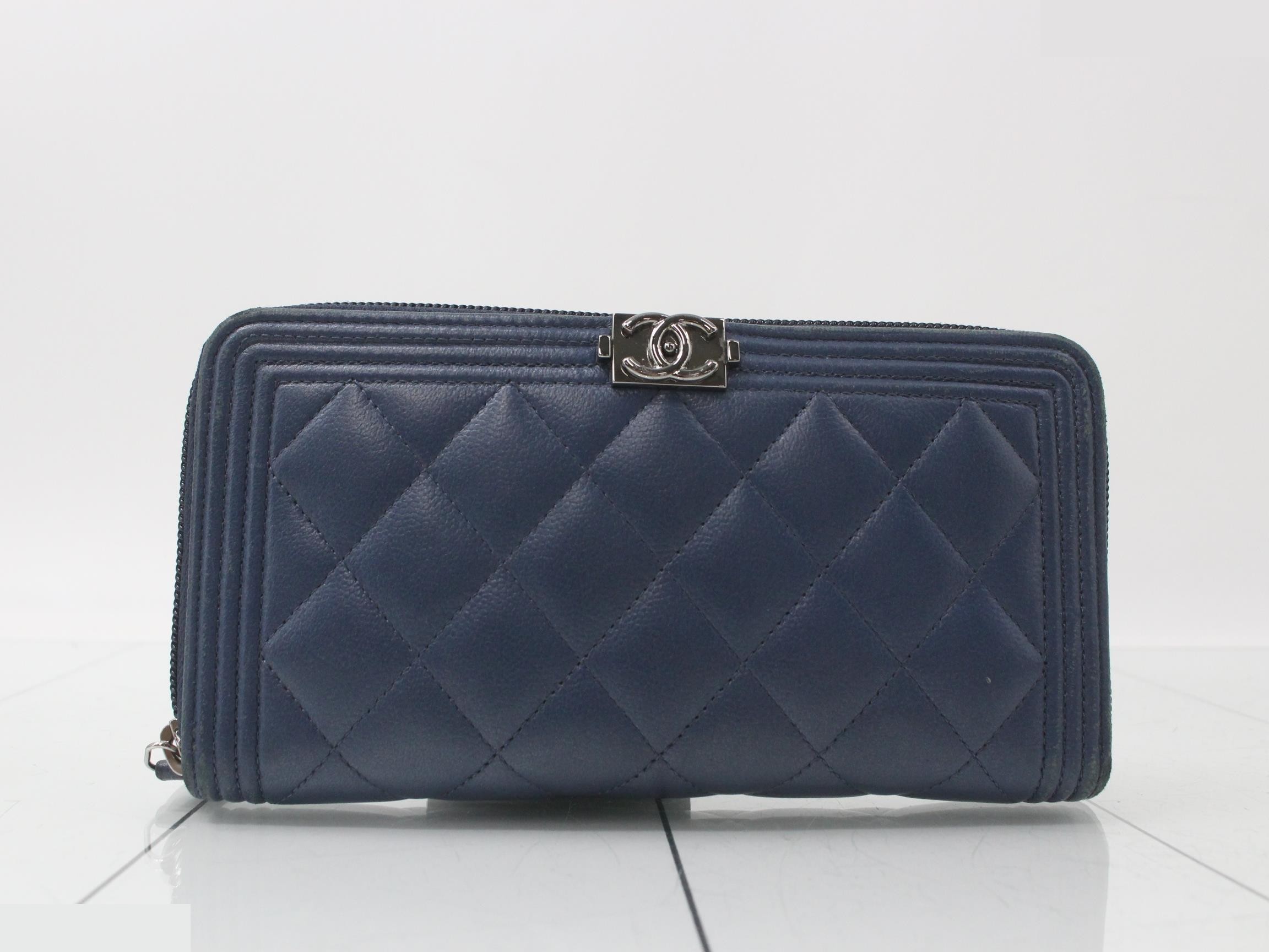 Boy Chanel Long Wallet, Navy, 24174255