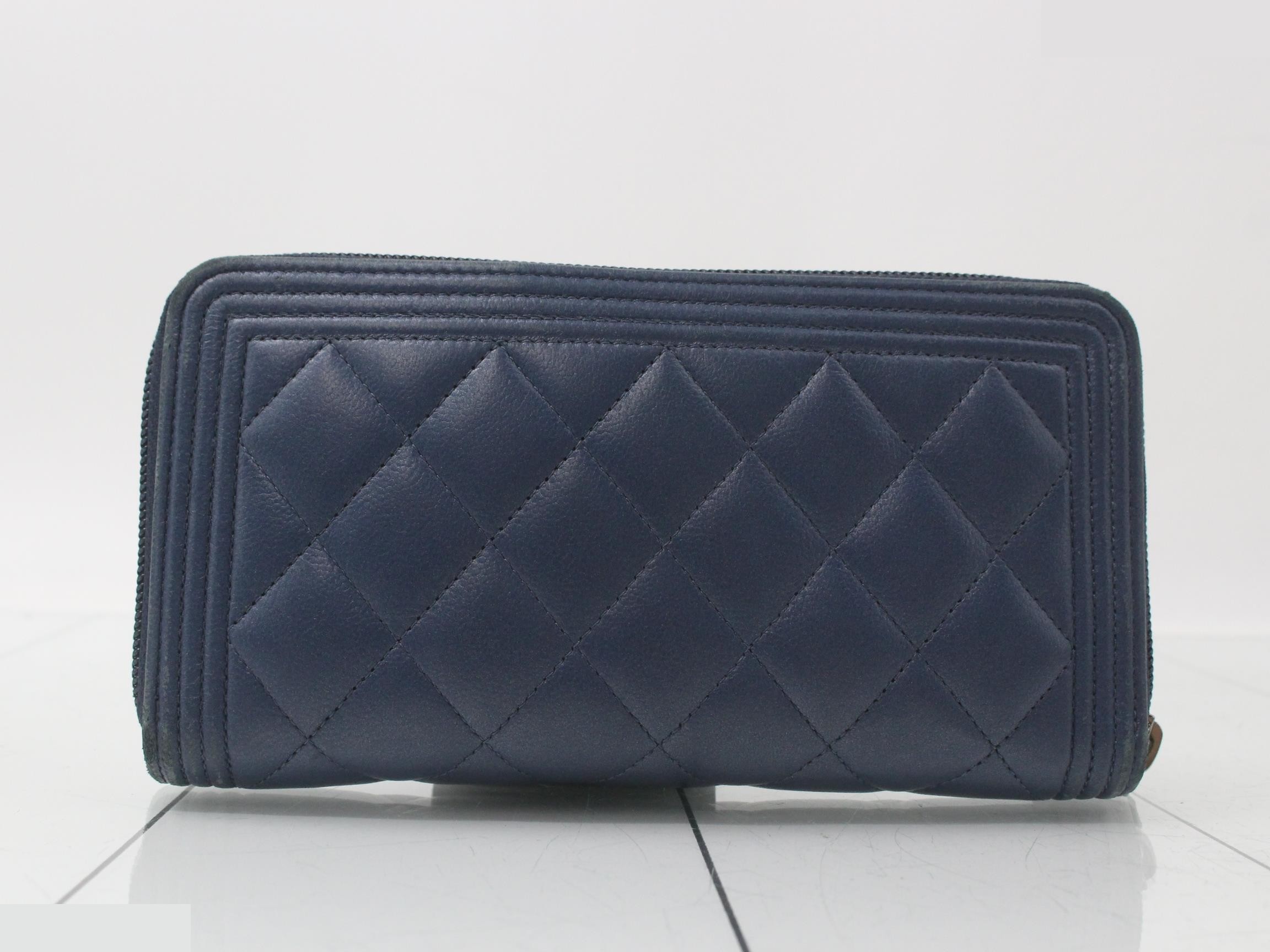 Boy Chanel Long Wallet, Navy, 24174255 — view 2
