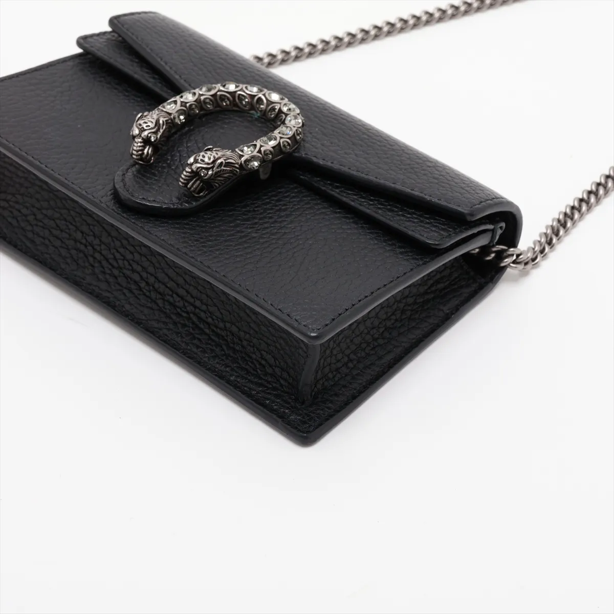 Dionysus Leather Chain Shoulder Bag, Black, 476432 — view 3