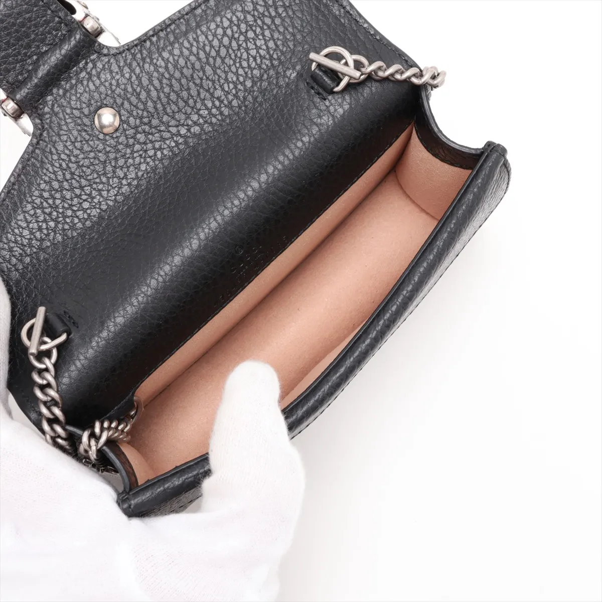 Dionysus Leather Chain Shoulder Bag, Black, 476432 — view 6