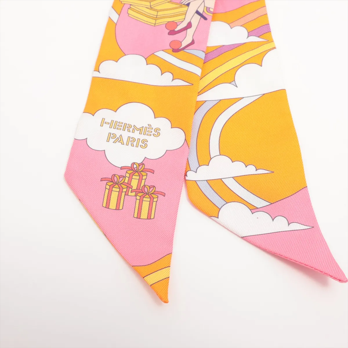 Twilly CARRES VOLANTS Flying Carre Scarf Silk Pink x Orange Thread — view 2