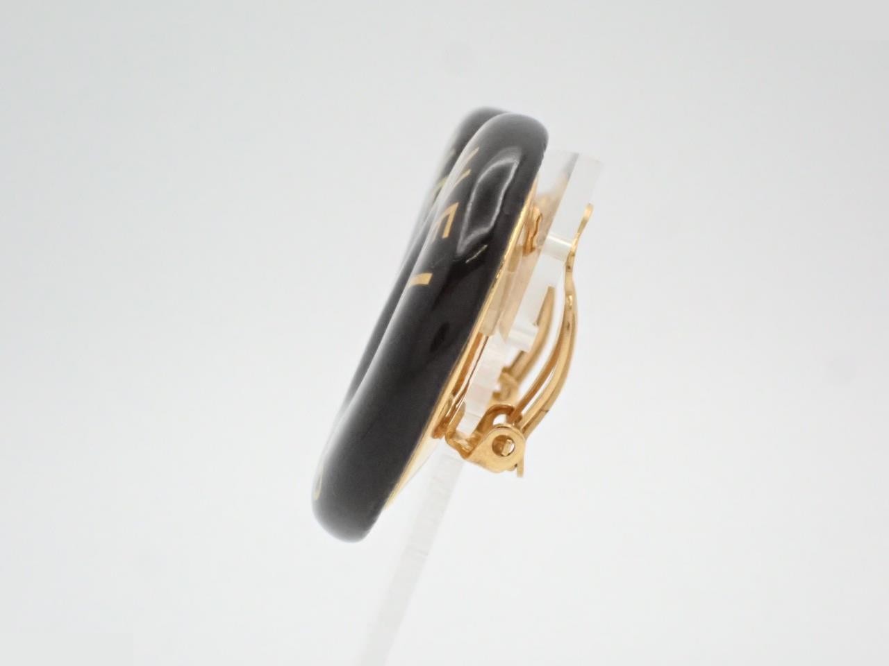 Logo round earrings GP black 97P size approx. 3.5cm — view 3