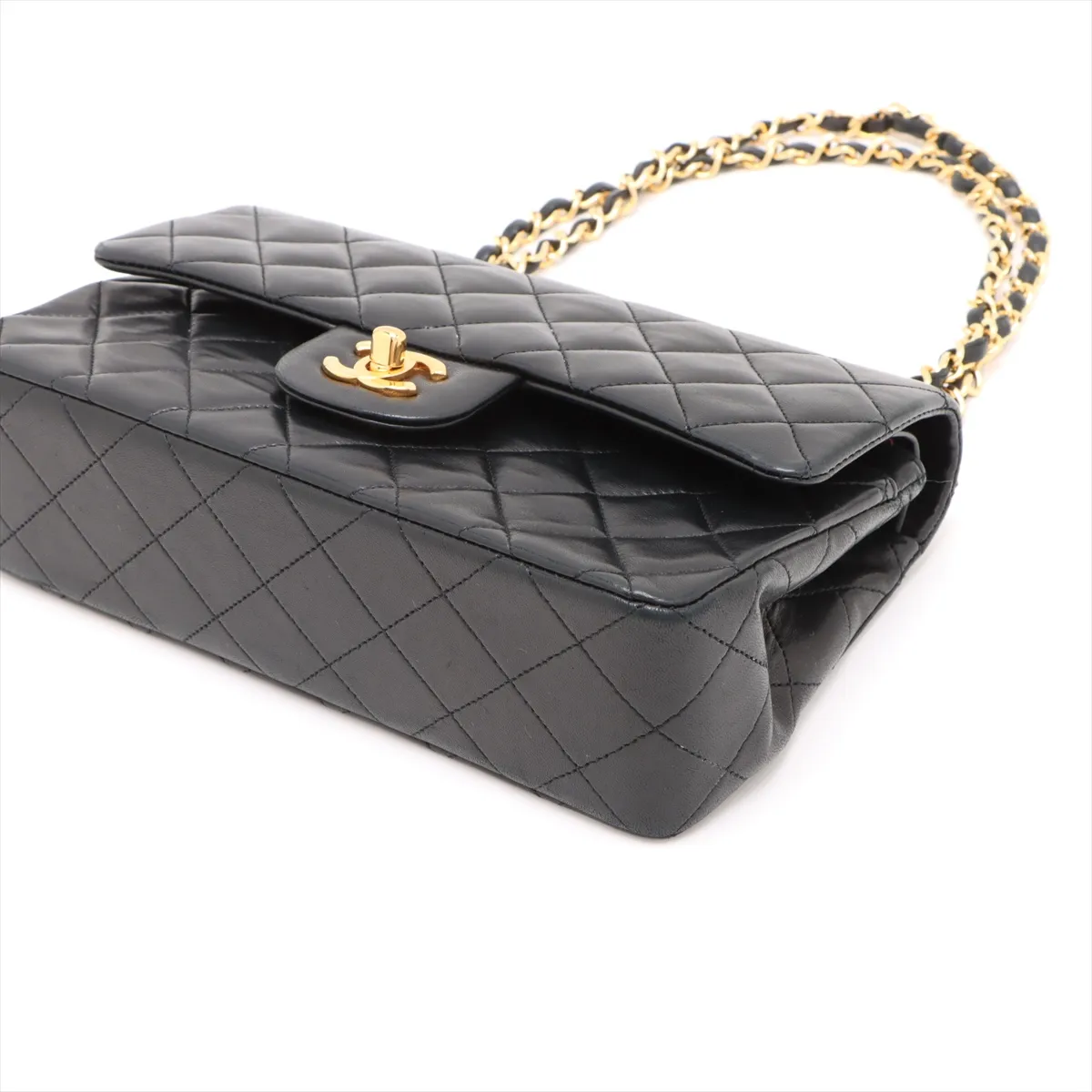 Matelasse 23 Small Lambskin Double Flap Double Chain Bag Black Gold Hardware 1501226 No. 1 A01113 — view 3