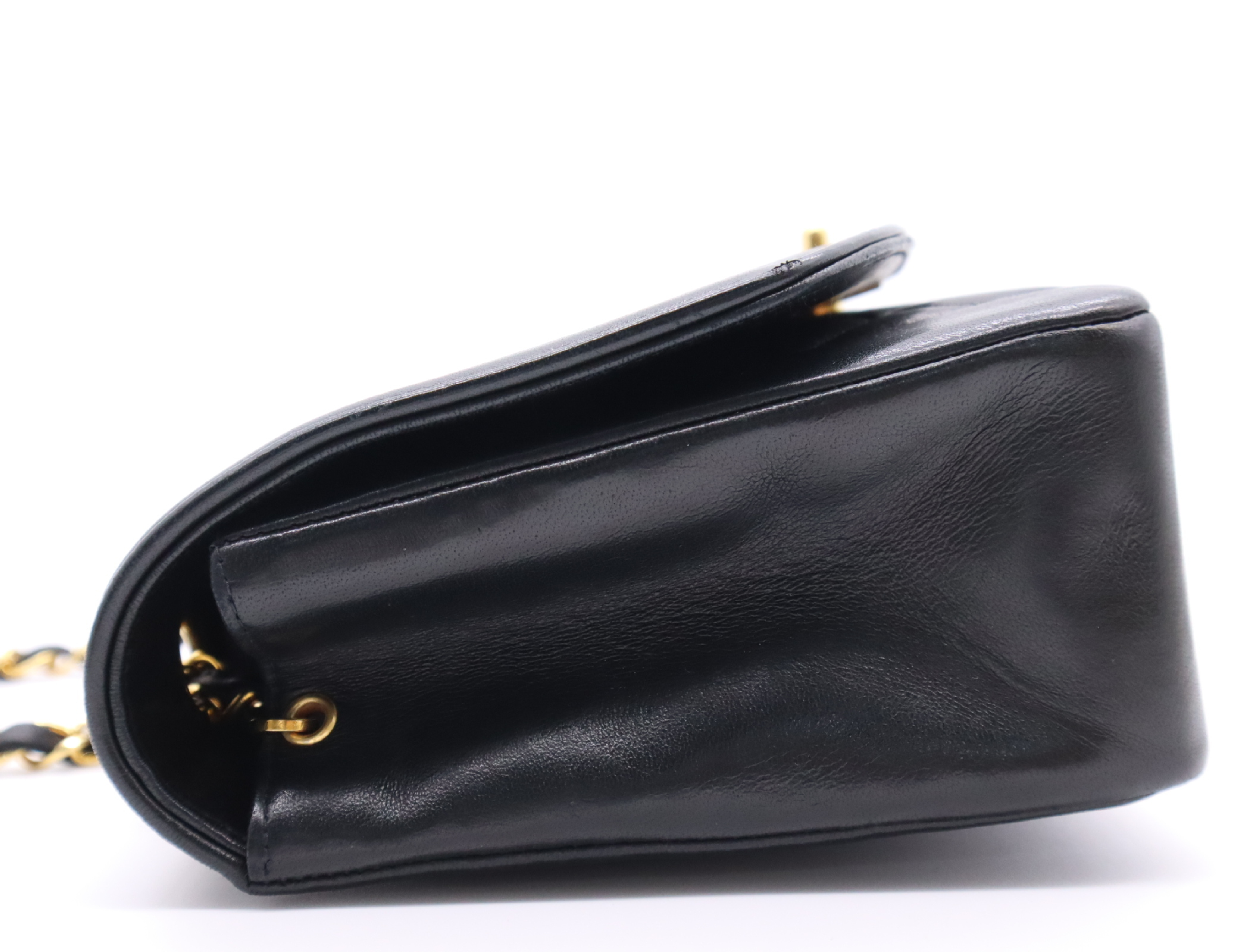 Lambskin Matelassé Diana 25 Shoulder Bag with Small Flap and Small Chain, Gold Hardware, Black, with Guarantee Card, Dust Bag, and Seal, 17170266 — view 3