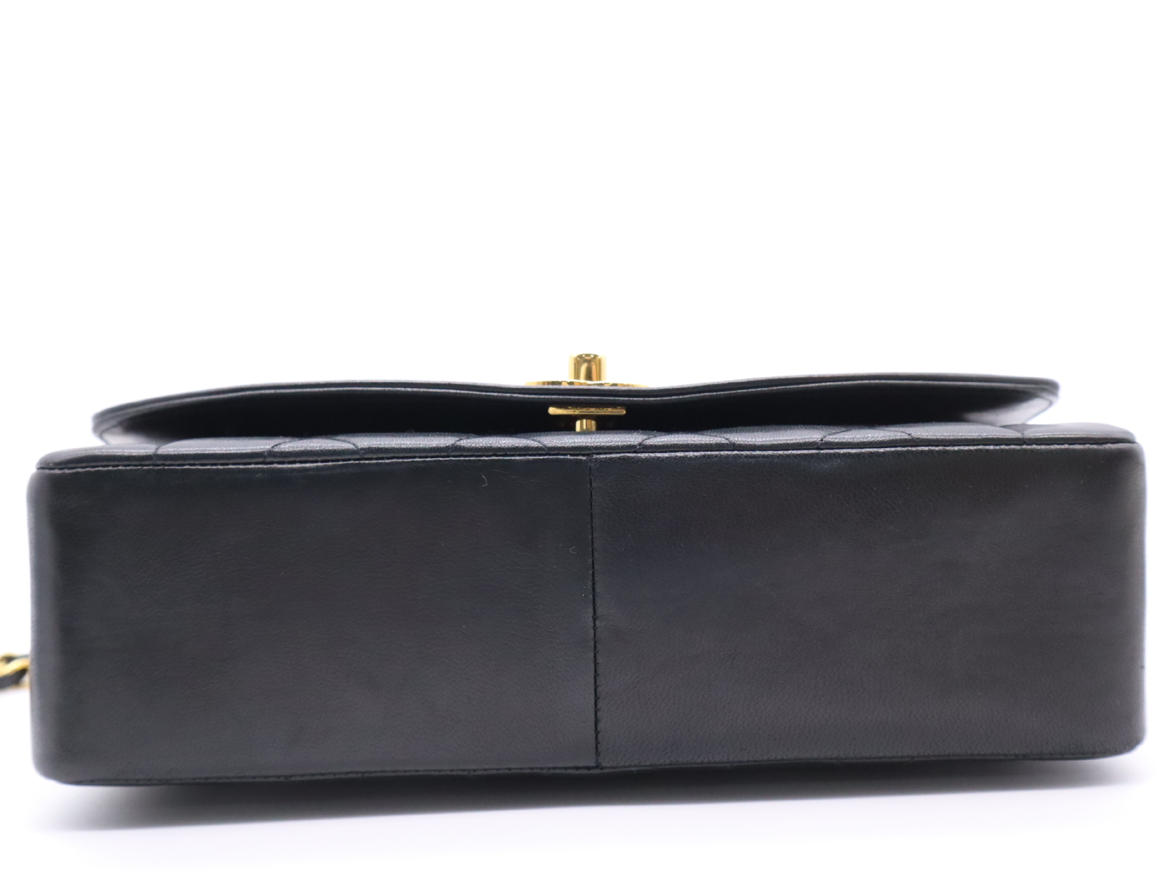 Lambskin Matelassé Diana 25 Shoulder Bag with Small Flap and Small Chain, Gold Hardware, Black, with Guarantee Card, Dust Bag, and Seal, 17170266 — view 4