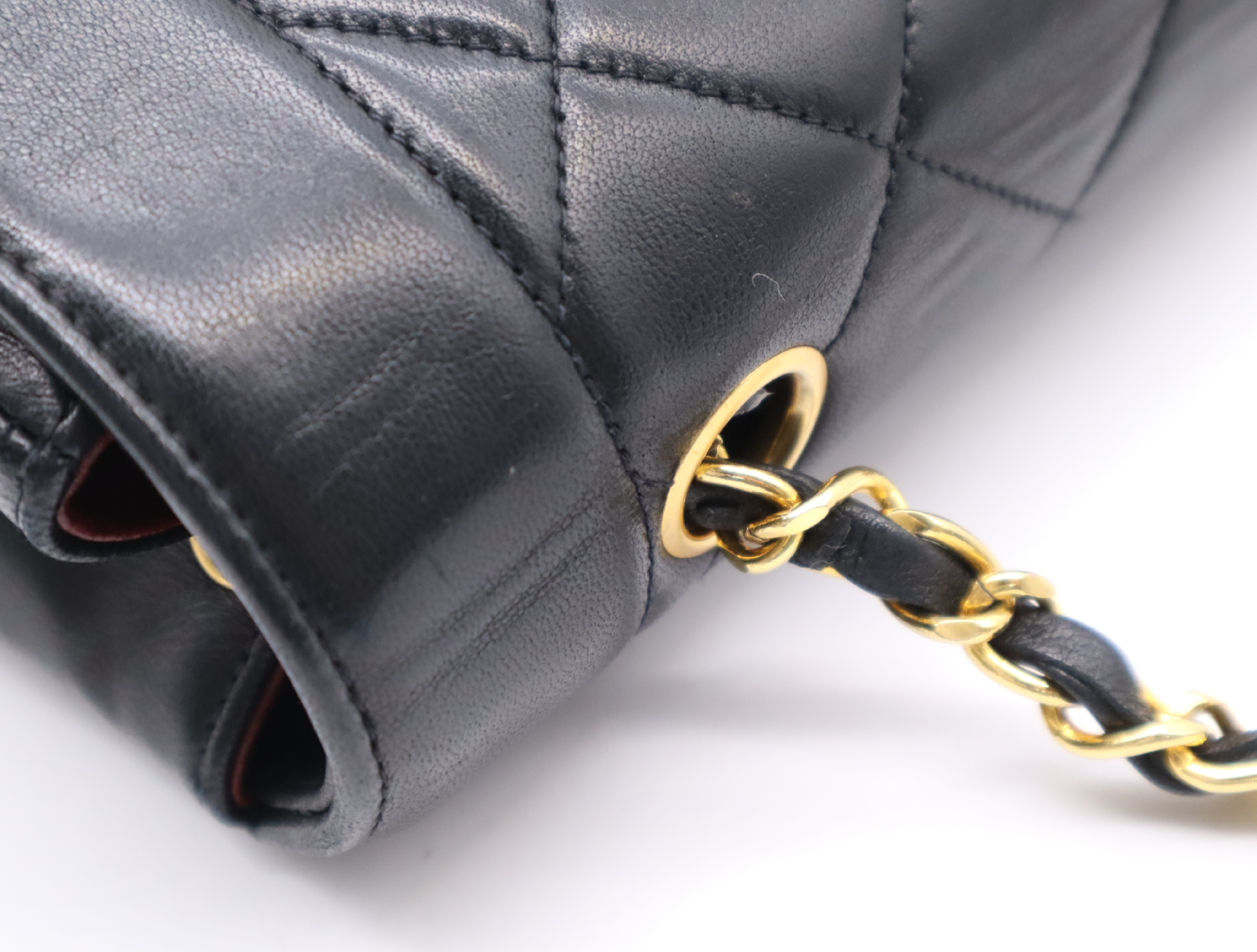 Lambskin Matelassé Diana 25 Shoulder Bag with Small Flap and Small Chain, Gold Hardware, Black, with Guarantee Card, Dust Bag, and Seal, 17170266 — view 8