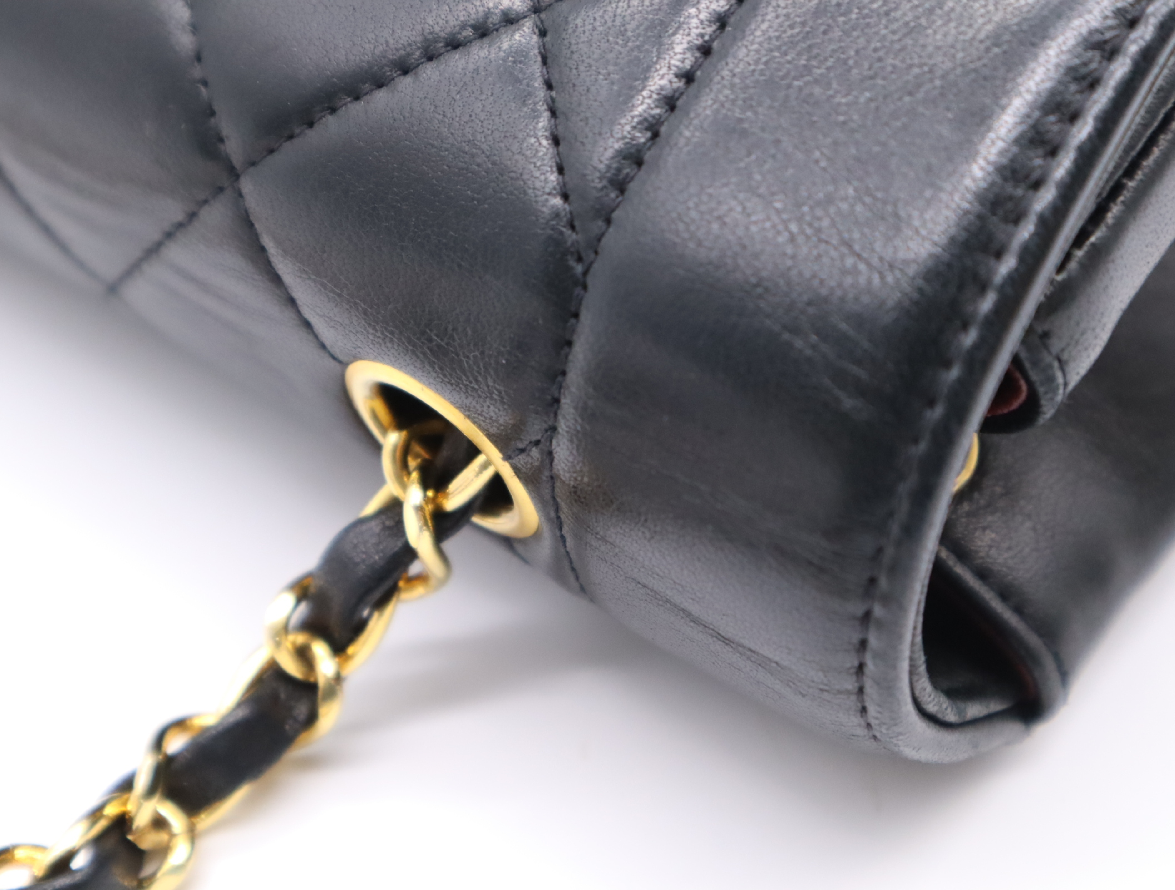 Lambskin Matelassé Diana 25 Shoulder Bag with Small Flap and Small Chain, Gold Hardware, Black, with Guarantee Card, Dust Bag, and Seal, 17170266 — view 9