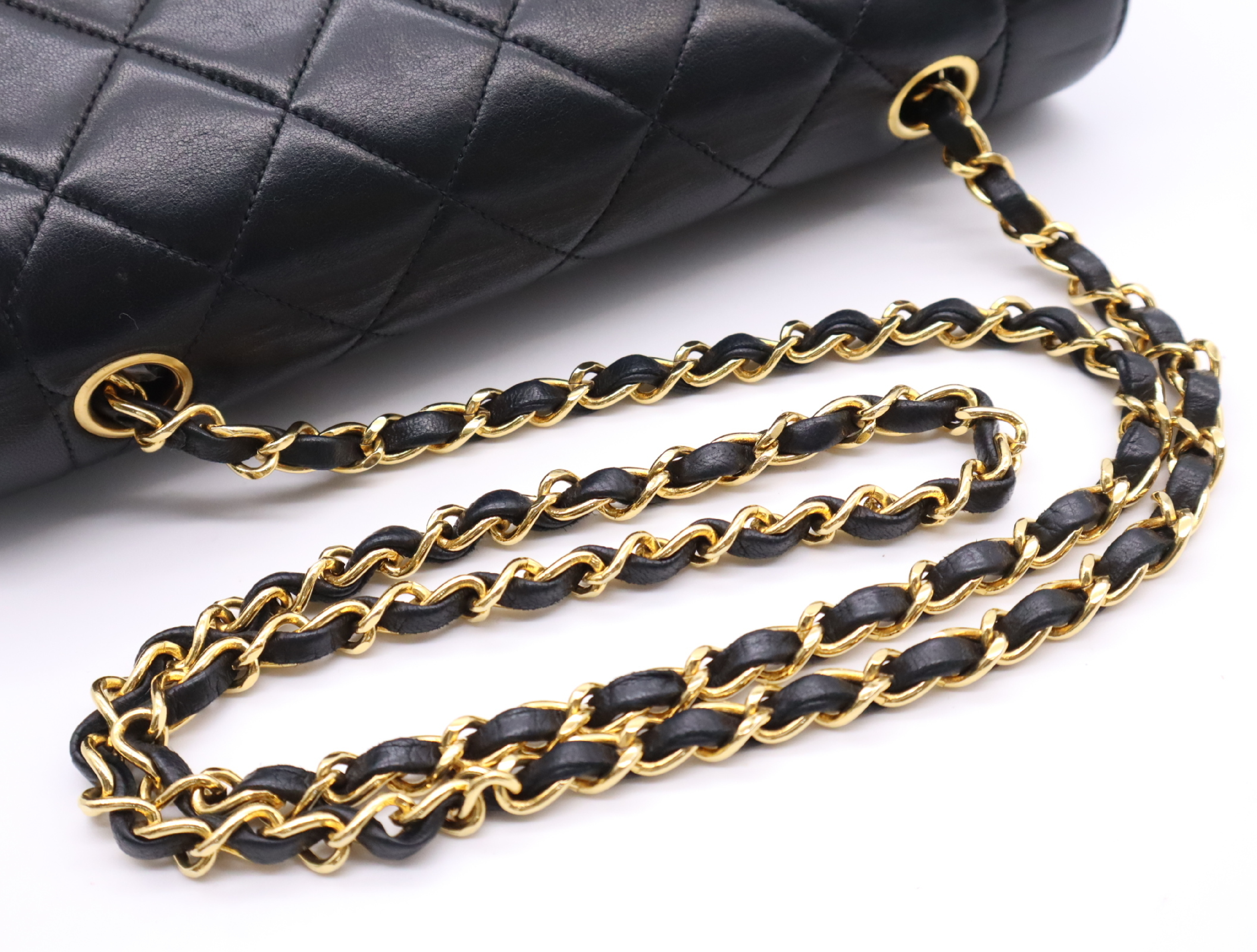 Lambskin Matelassé Diana 25 Shoulder Bag with Small Flap and Small Chain, Gold Hardware, Black, with Guarantee Card, Dust Bag, and Seal, 17170266 — view 10