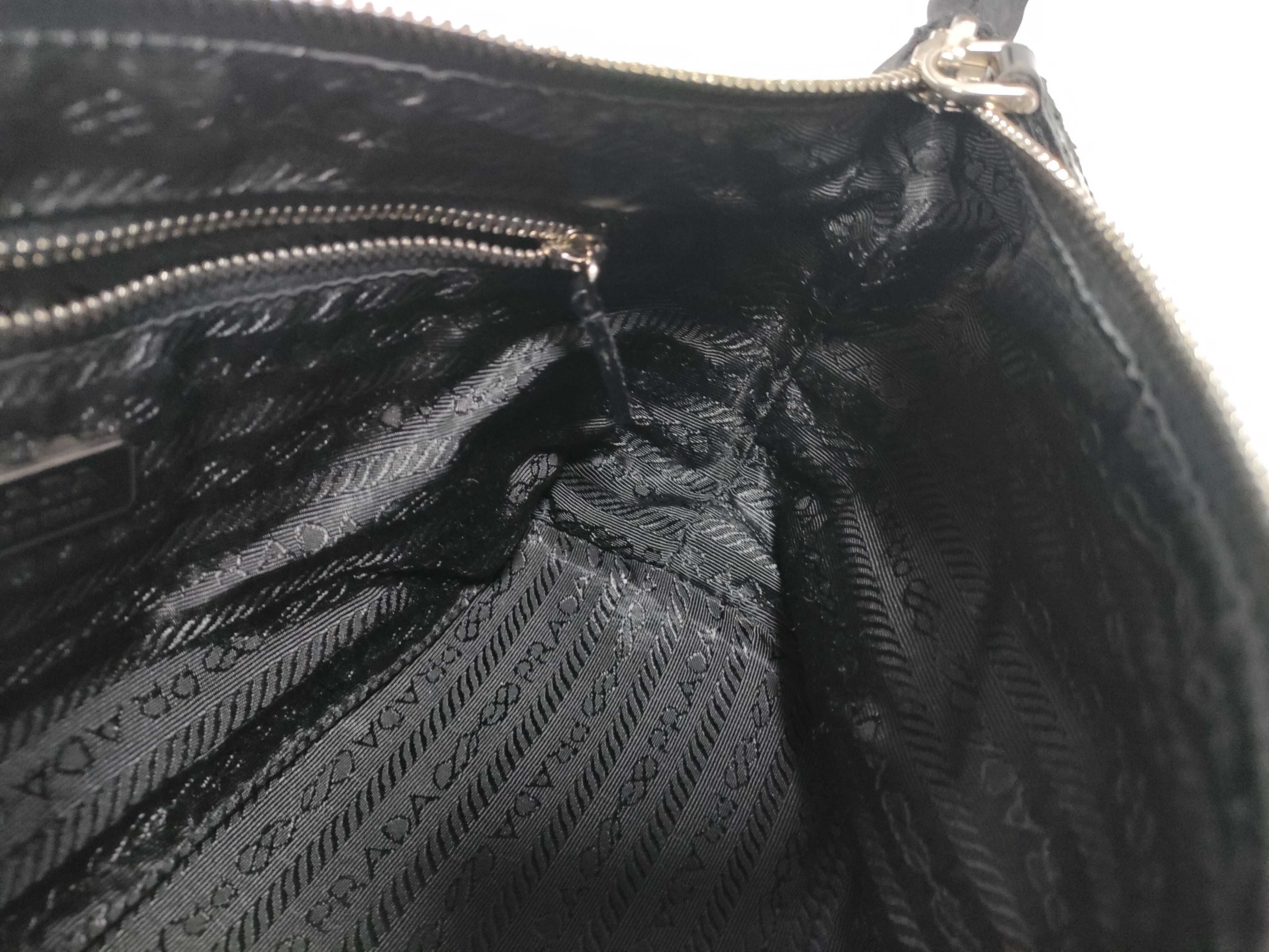 handbag pouch with triangular logo, black handbag — view 12