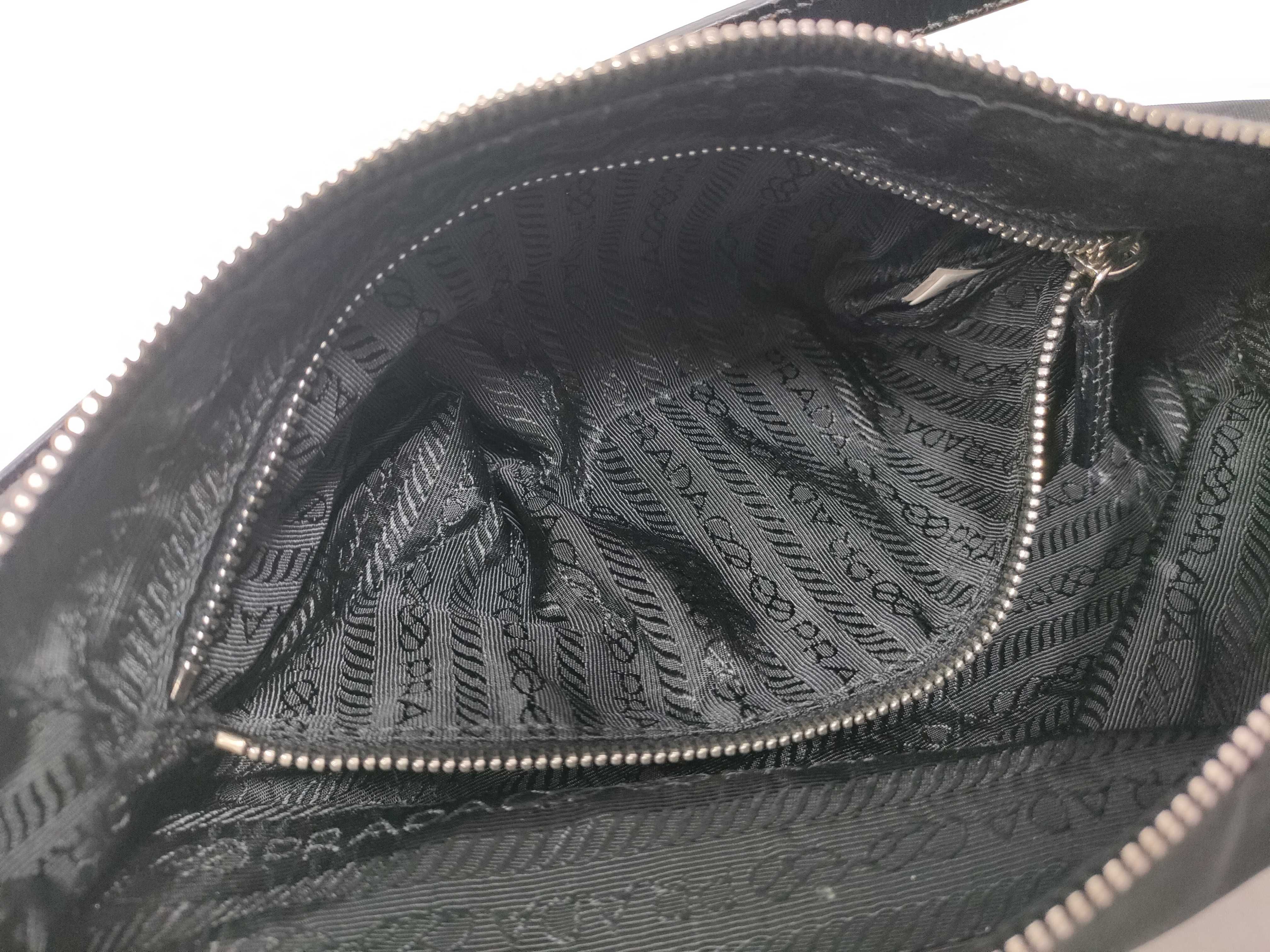 handbag pouch with triangular logo, black handbag — view 15