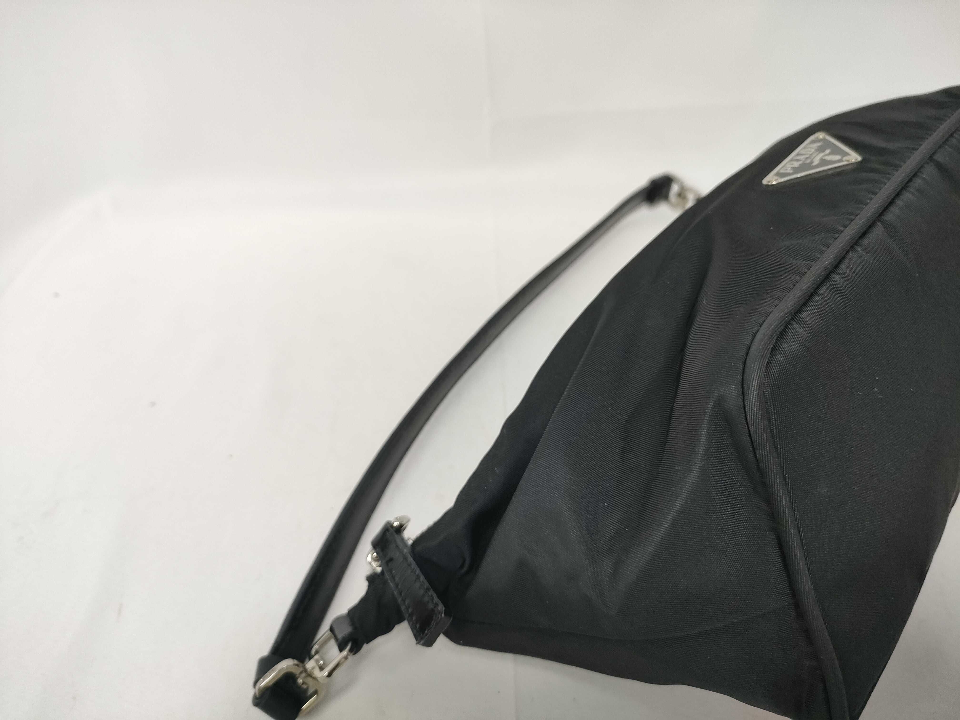 handbag pouch with triangular logo, black handbag — view 4