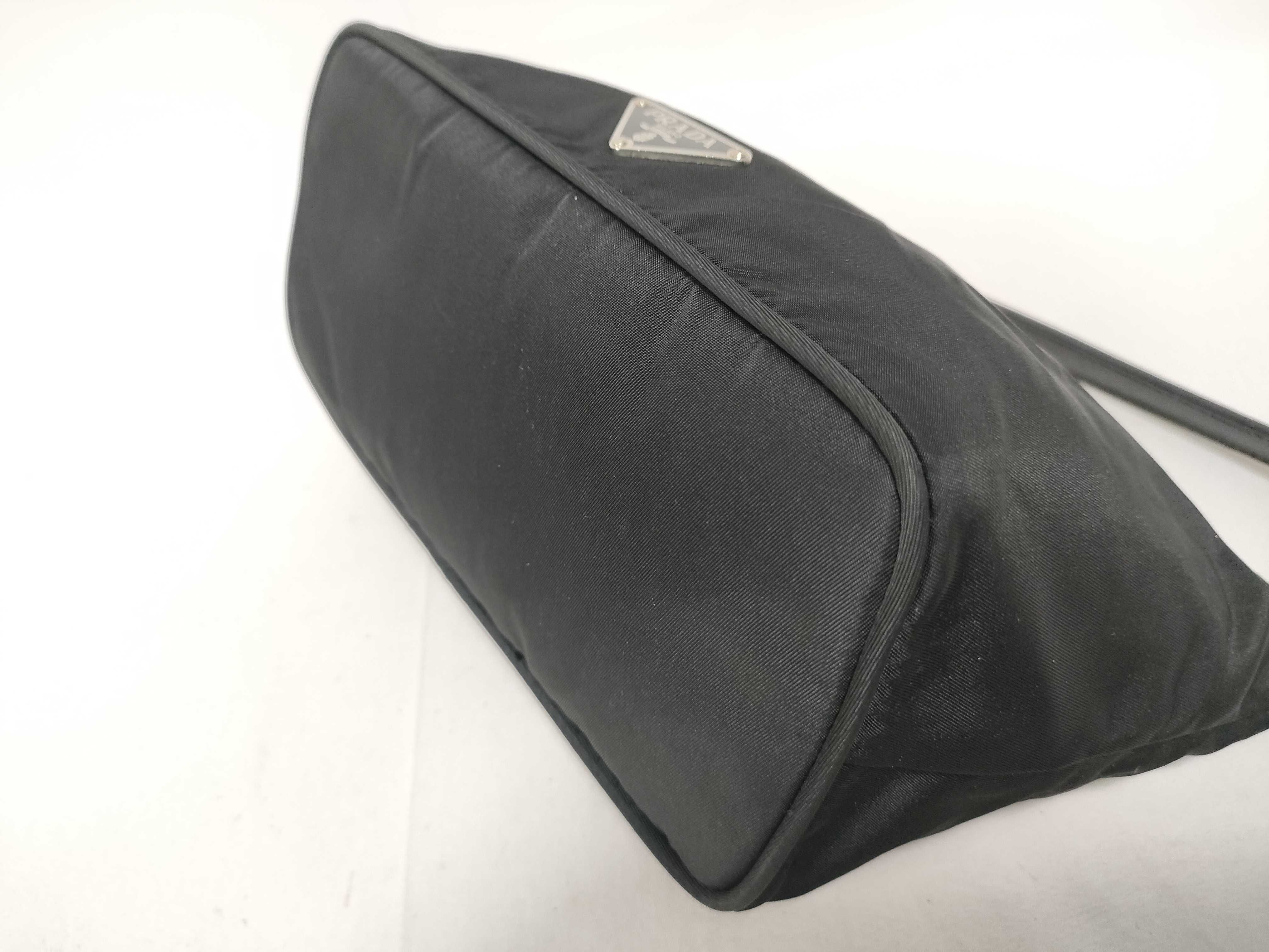 handbag pouch with triangular logo, black handbag — view 5