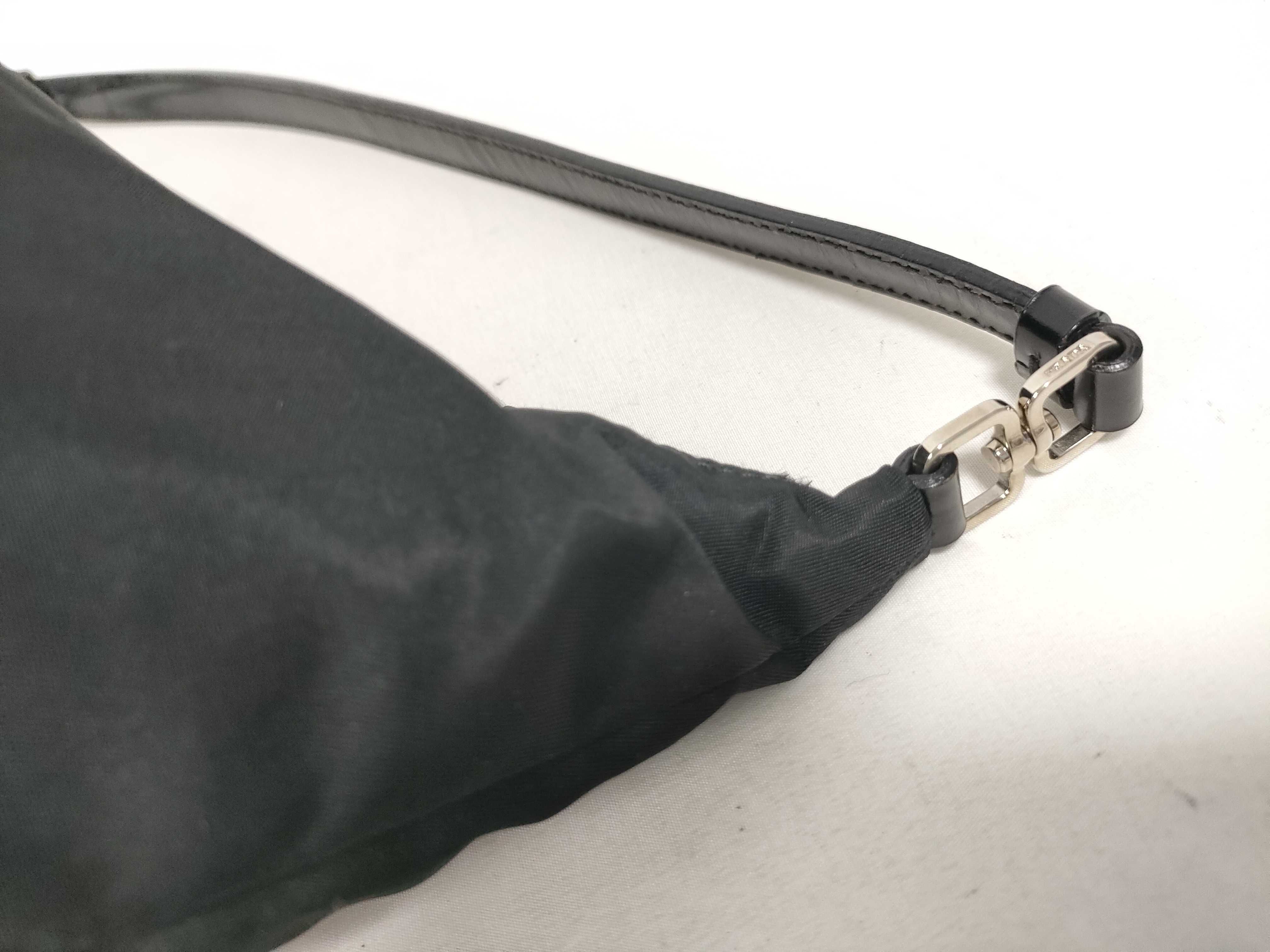 handbag pouch with triangular logo, black handbag — view 6