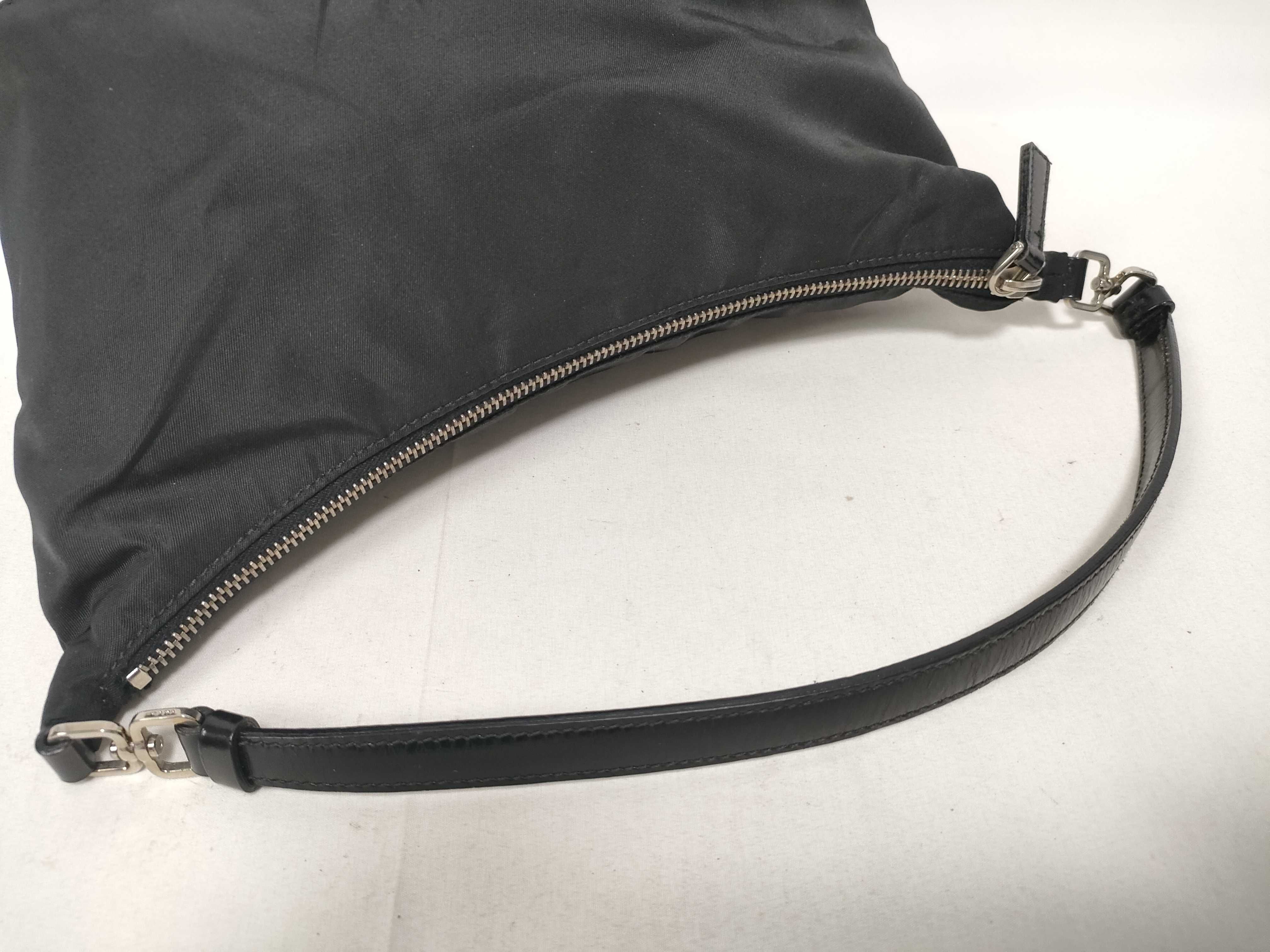 handbag pouch with triangular logo, black handbag — view 8