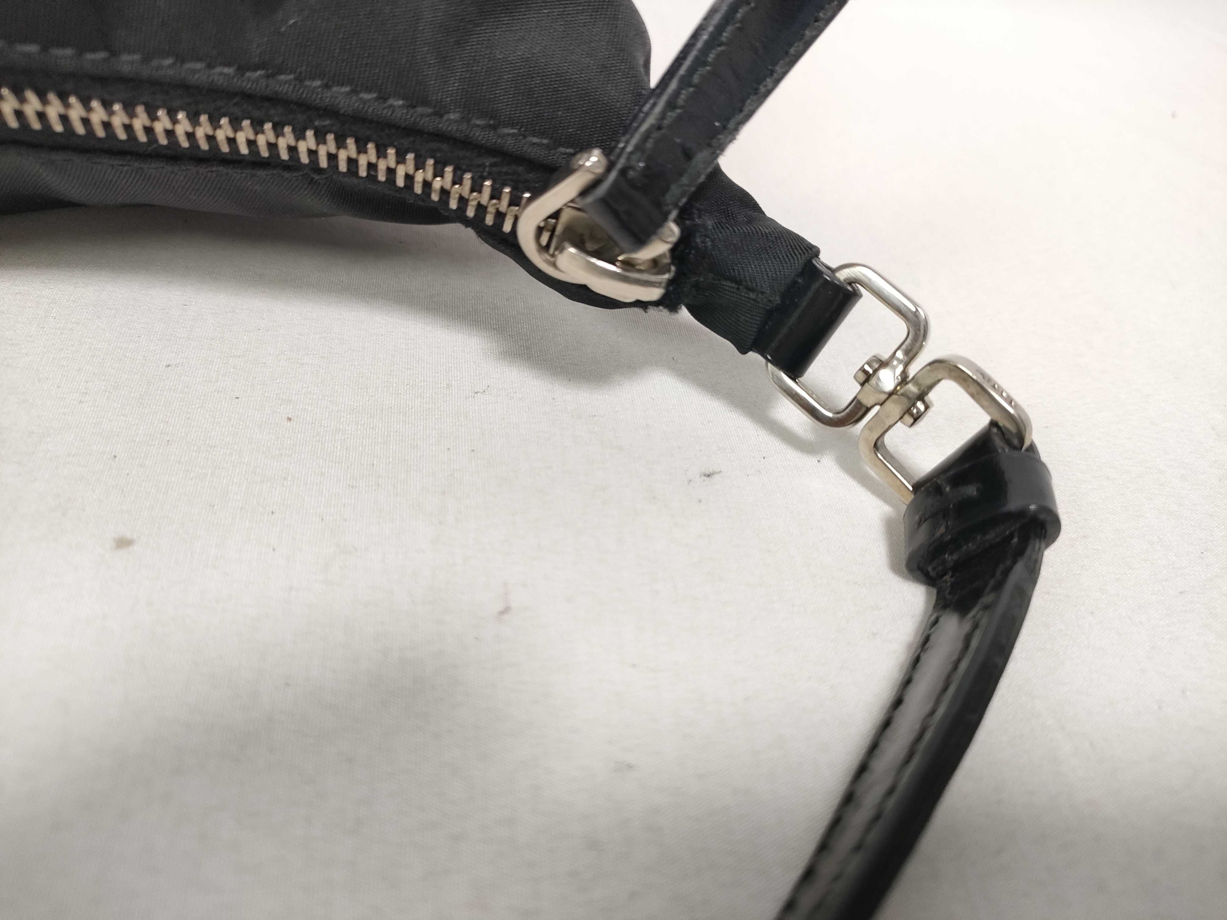 handbag pouch with triangular logo, black handbag — view 9