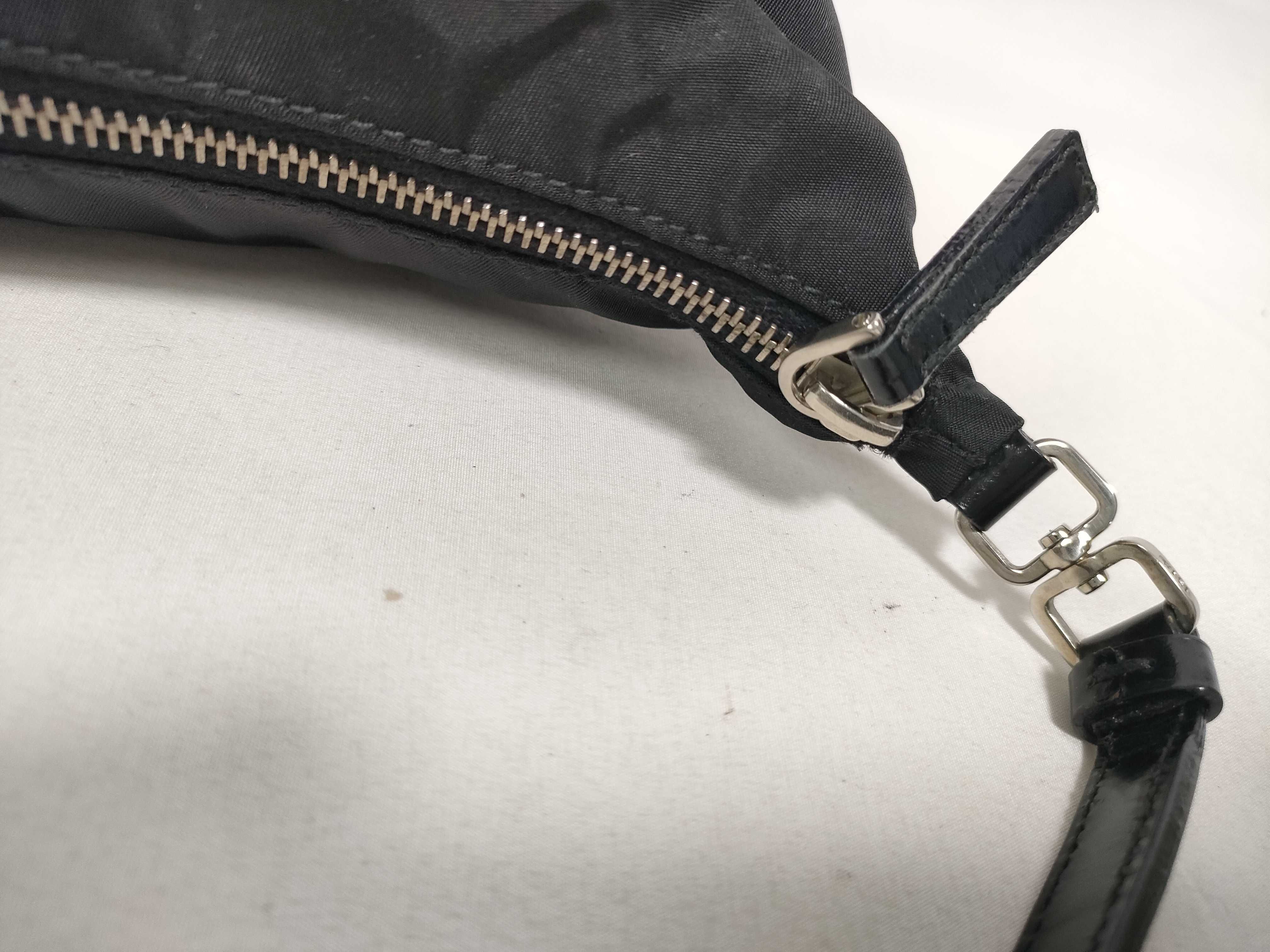 handbag pouch with triangular logo, black handbag — view 10