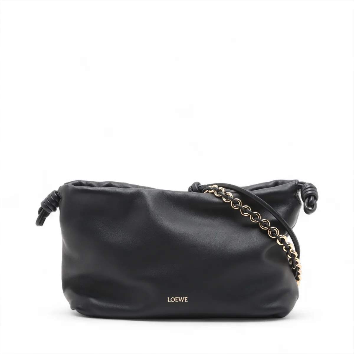 Flamenco Purse Medium Leather 2WAY Shoulder Bag Black