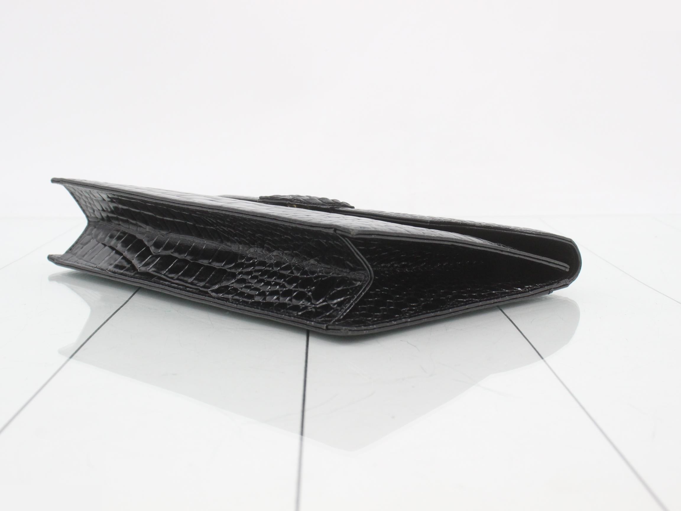 Enamel crocodile embossed clutch bag — view 6