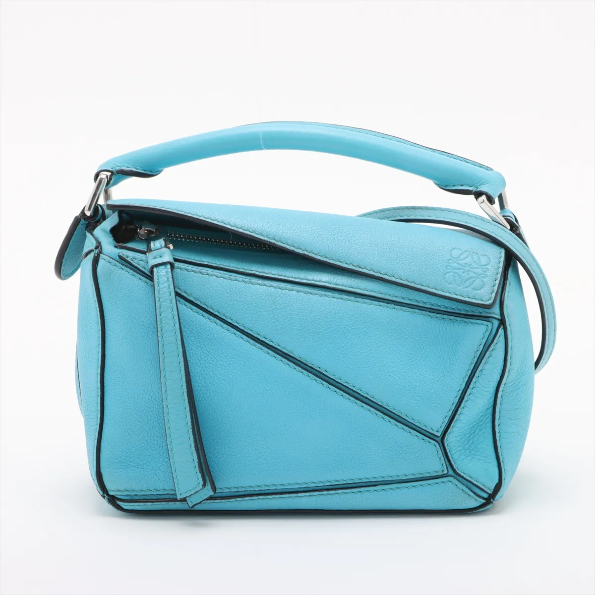 Mini Puzzle Bag Leather 2WAY Handbag Blue