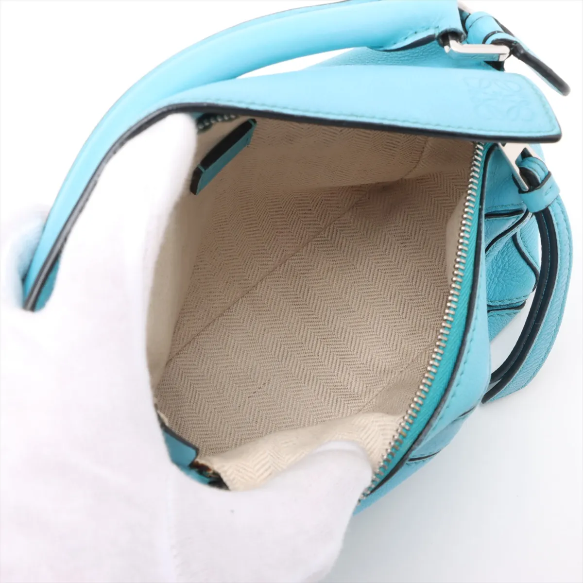 Mini Puzzle Bag Leather 2WAY Handbag Blue — view 8