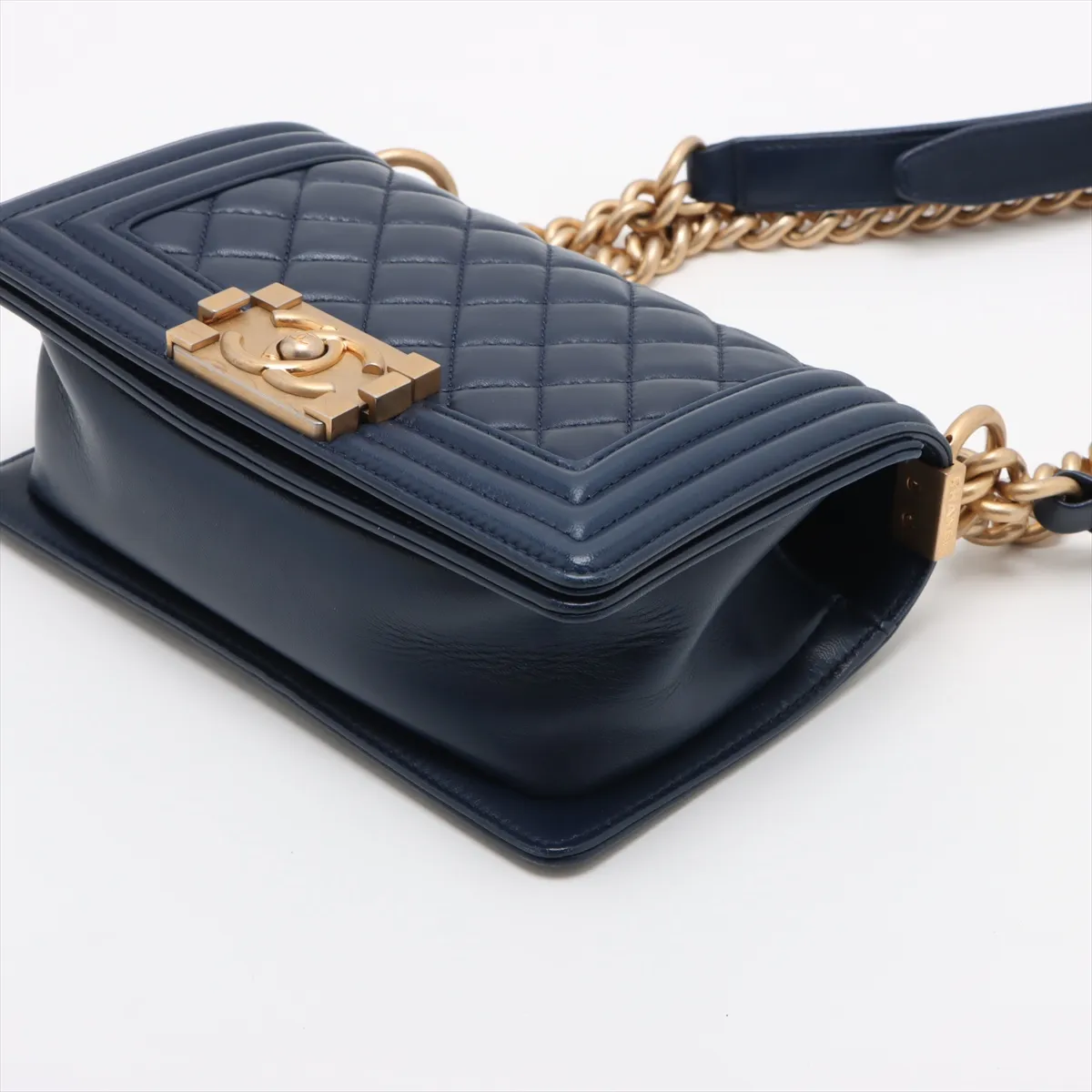 Boy Chanel 20 Small Lambskin Chain Shoulder Bag Blue Gold Hardware 24753073 24th Series A67085 — view 3