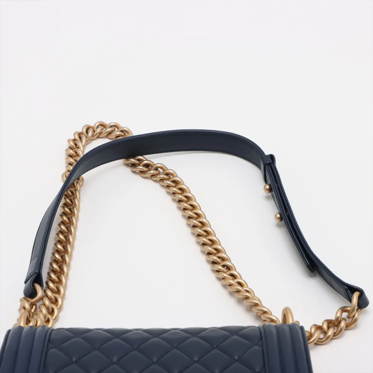 Boy Chanel 20 Small Lambskin Chain Shoulder Bag Blue Gold Hardware 24753073 24th Series A67085 — view 6