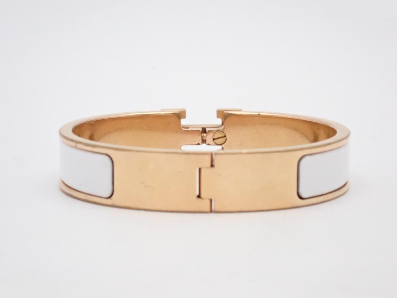 Click H Bangle, White/Gold Color, Wrist Circumference Approx. 16cm — view 2