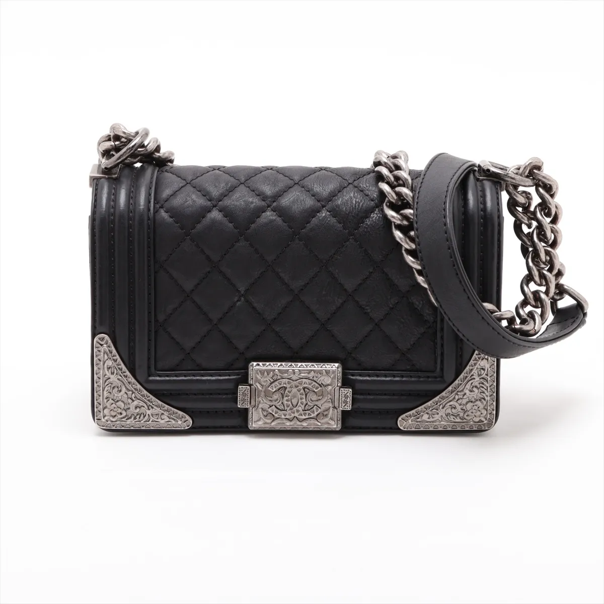 Boy Chanel 20 Small Leather Chain Shoulder Bag, Black with Gunmetal Hardware, 19690541, Serial Number 19-series, A67085