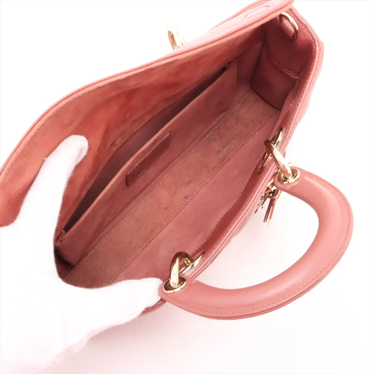 Cannage Lady Dee Joy Leather 2WAY Handbag Pink — view 8