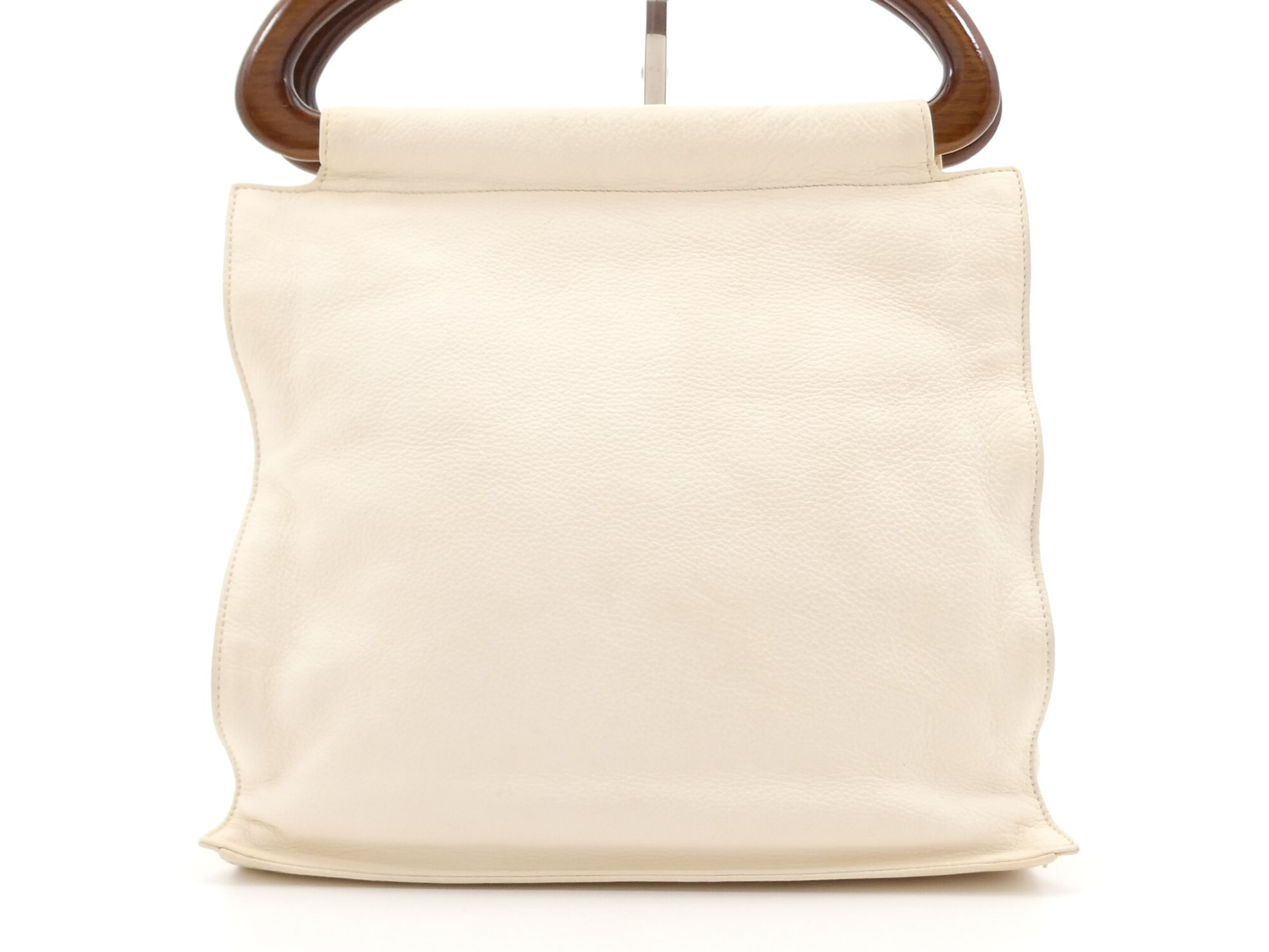 Coco Mark Leather Wood Handle Tote Bag — view 2