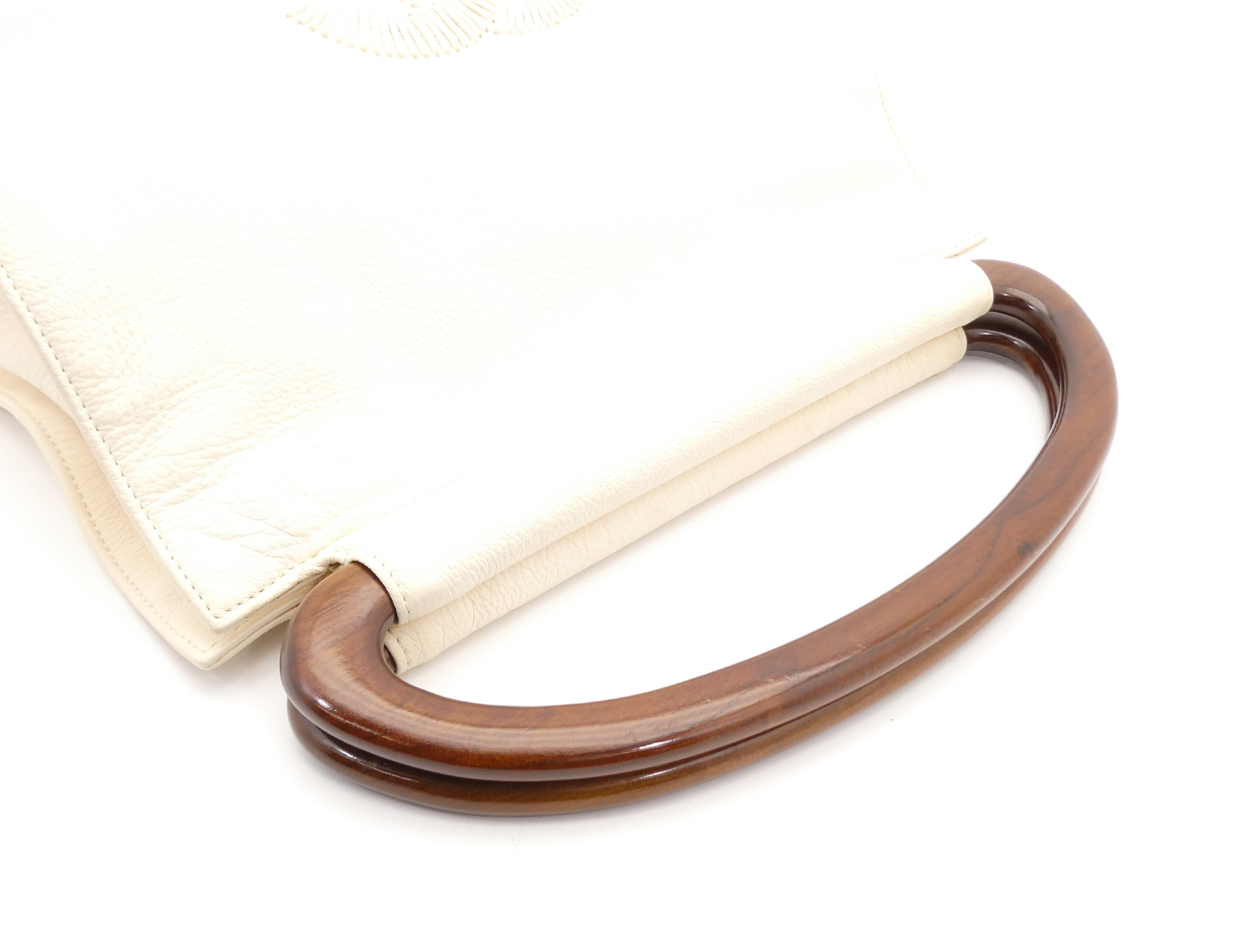Coco Mark Leather Wood Handle Tote Bag — view 6