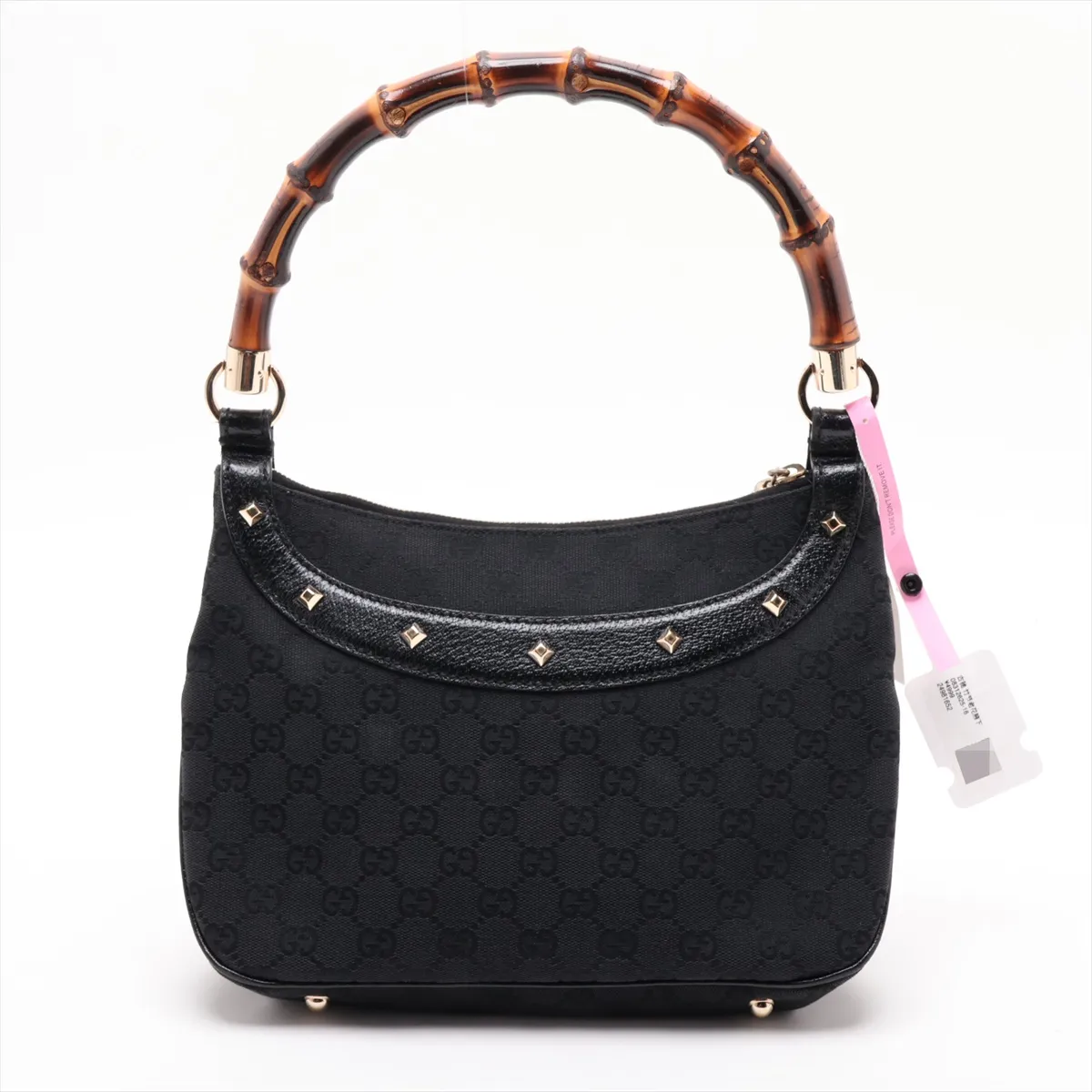 GG Canvas Bamboo 137378 Canvas x Leather Handbag Black — view 2