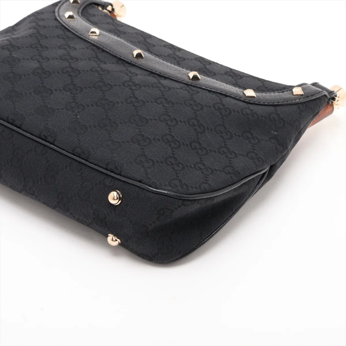 GG Canvas Bamboo 137378 Canvas x Leather Handbag Black — view 3