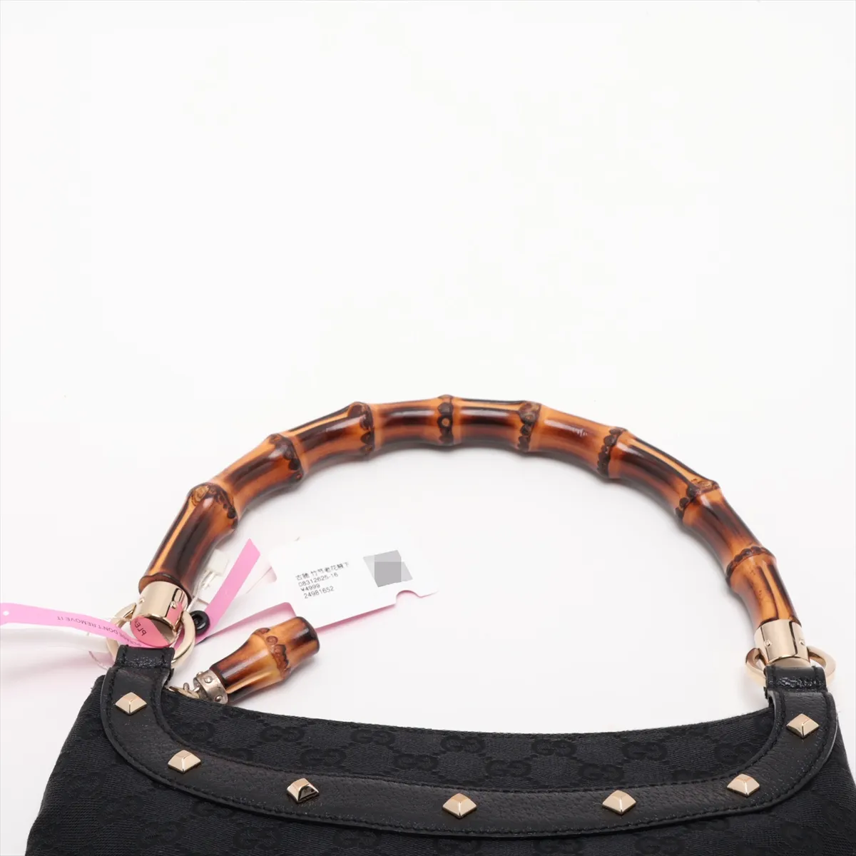 GG Canvas Bamboo 137378 Canvas x Leather Handbag Black — view 6