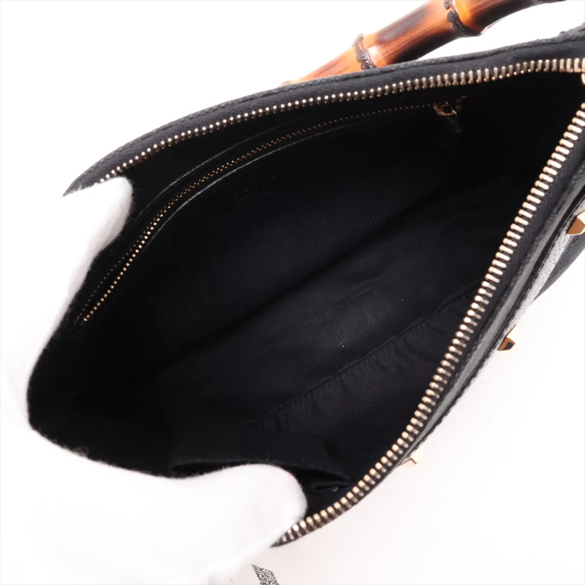 GG Canvas Bamboo 137378 Canvas x Leather Handbag Black — view 7
