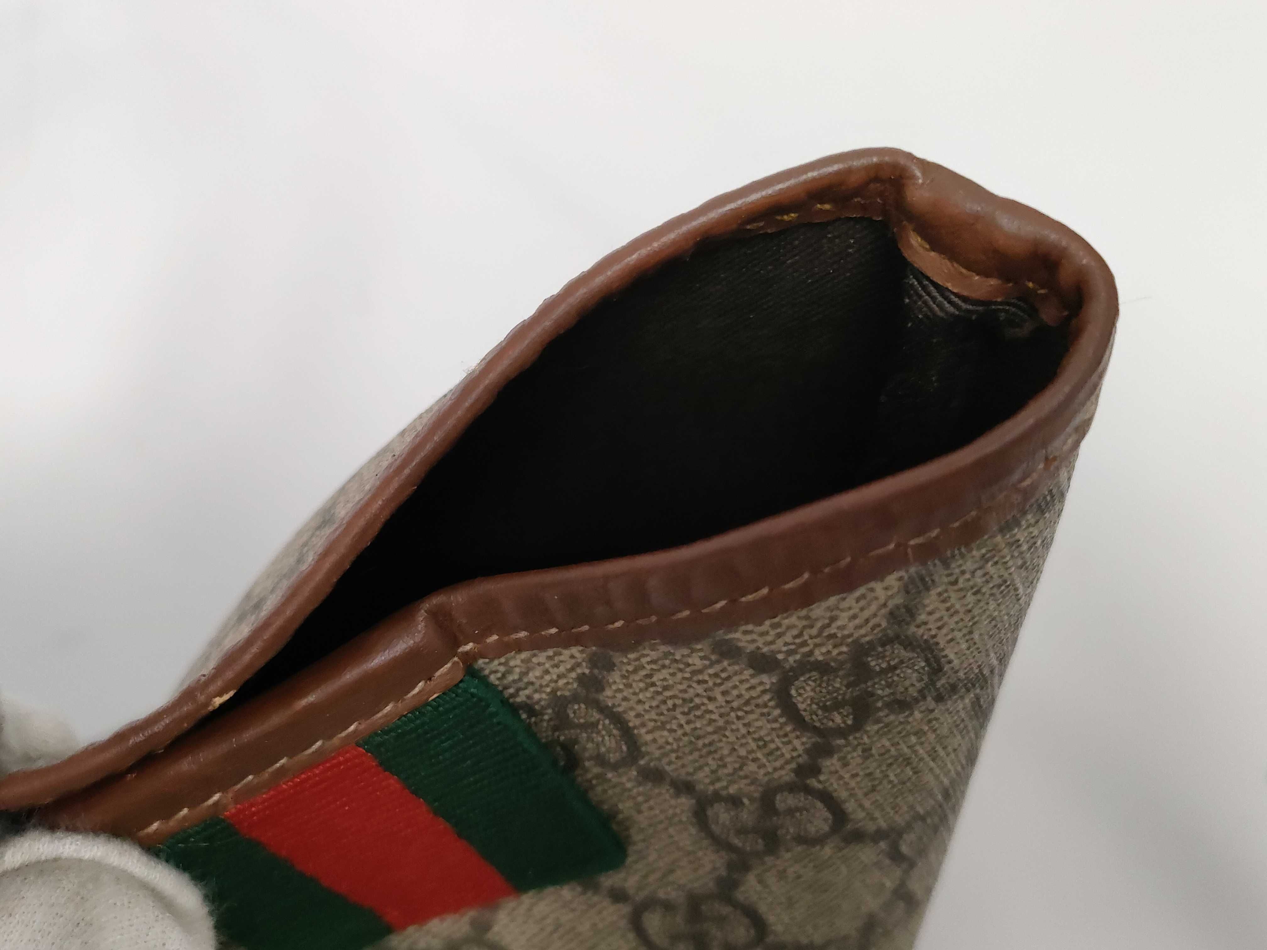 GG Supreme Brown Leather-Trimmed Shoulder Tote Bag — view 11