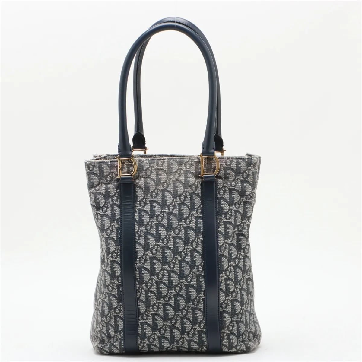 Trotter Canvas x Leather Tote Bag Navy