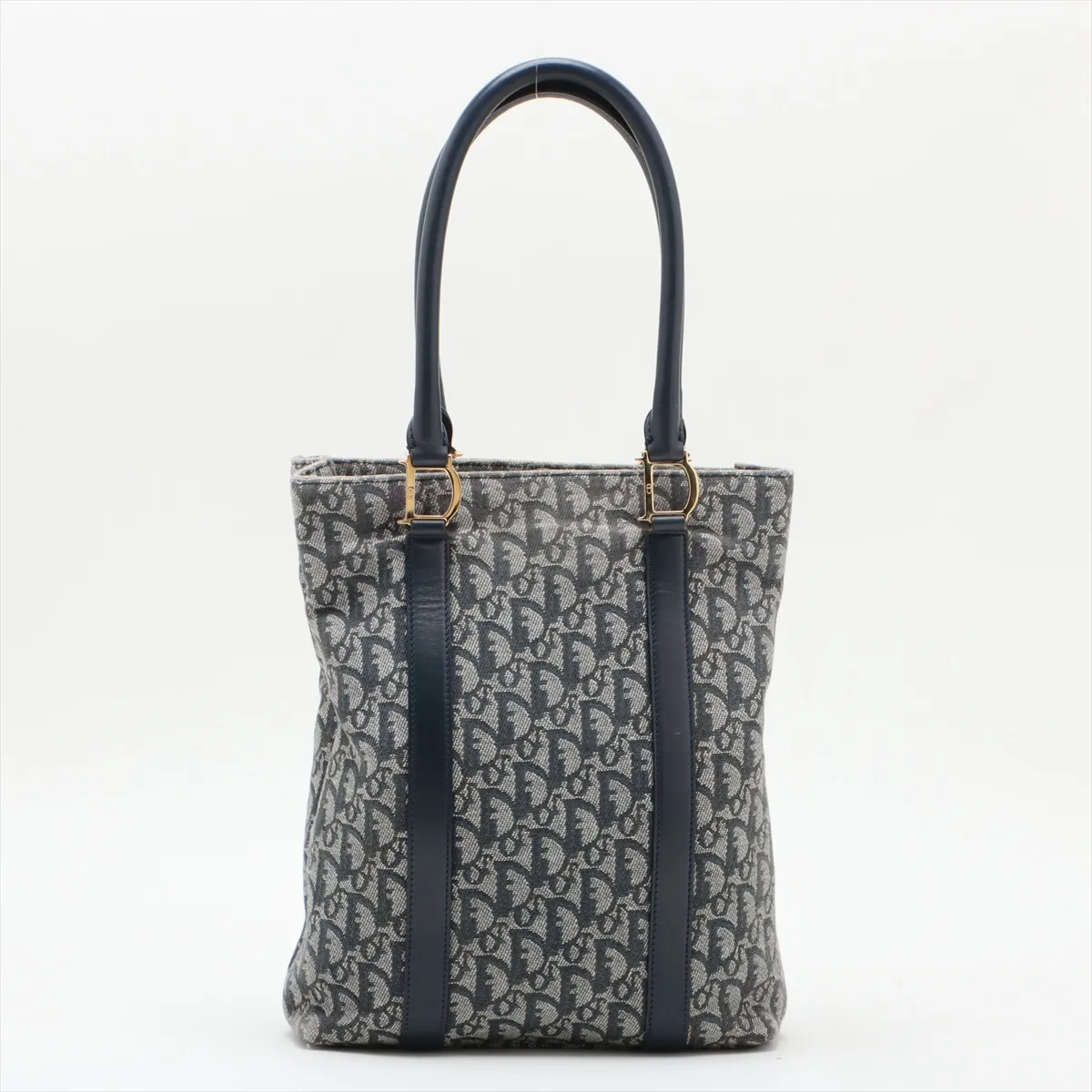 Trotter Canvas x Leather Tote Bag Navy — view 2