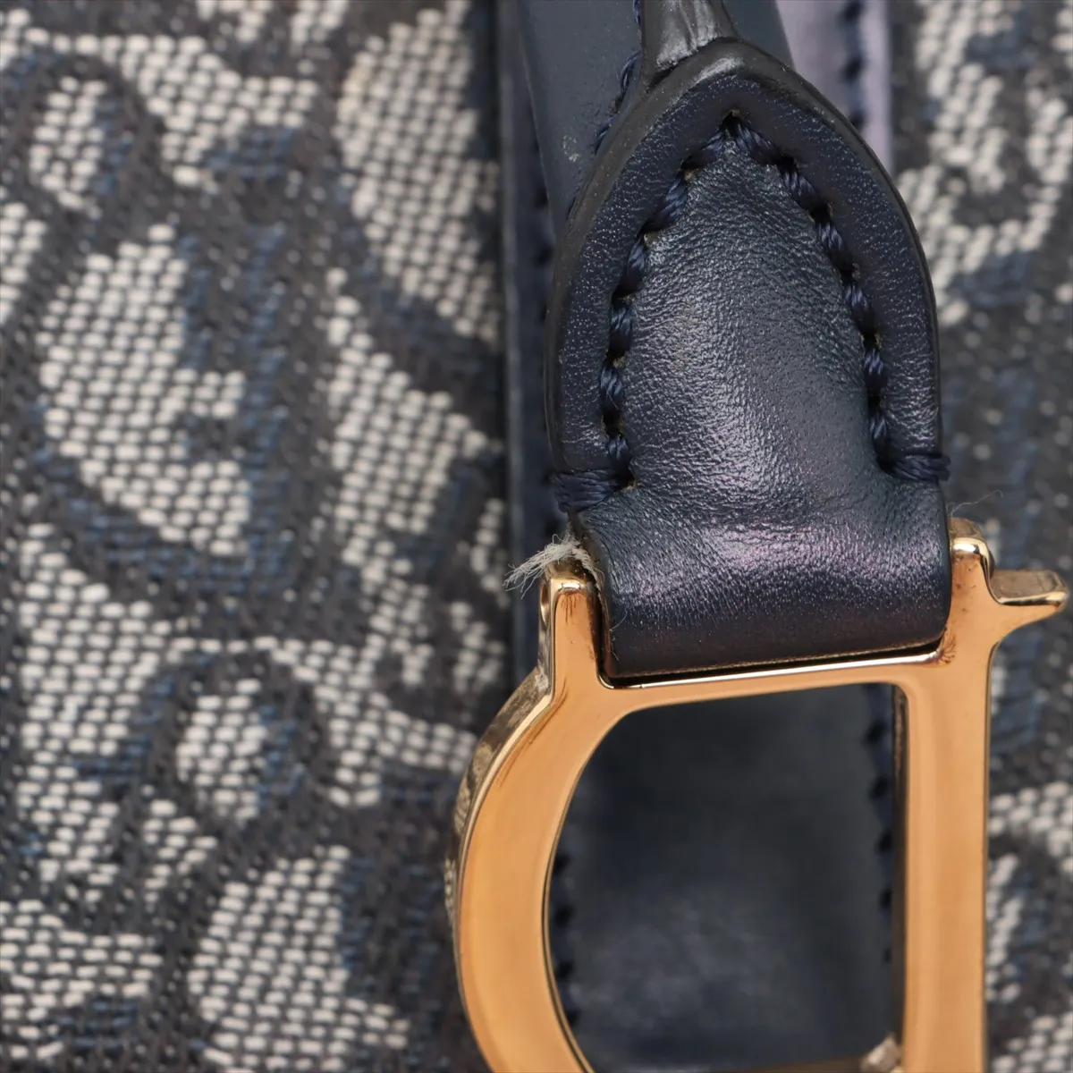 Trotter Canvas x Leather Tote Bag Navy — view 12
