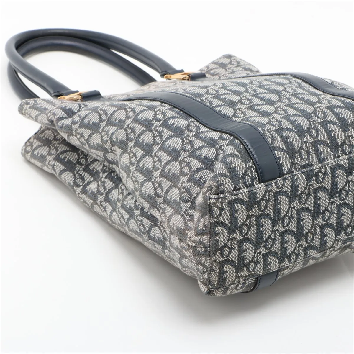 Trotter Canvas x Leather Tote Bag Navy — view 4