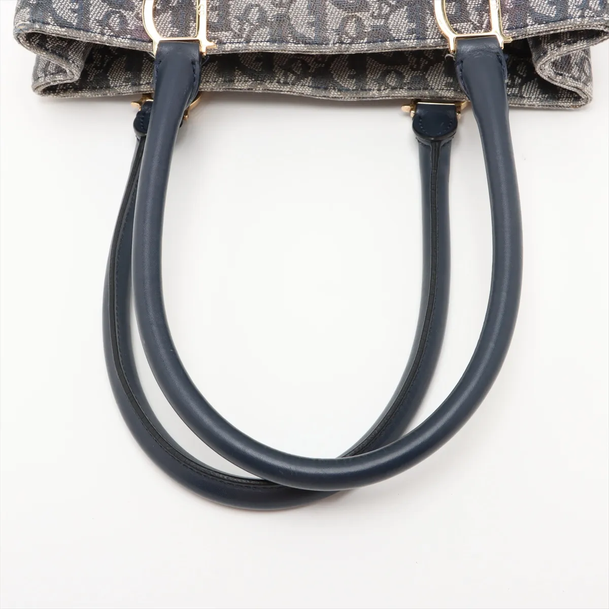 Trotter Canvas x Leather Tote Bag Navy — view 5